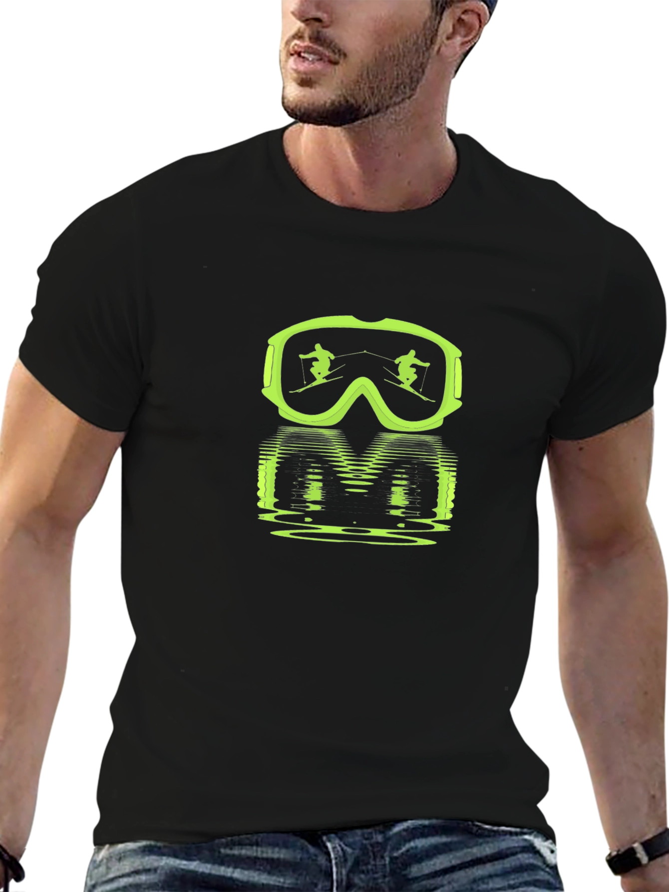 Ski Goggles Reflection Graphic Tee - Black