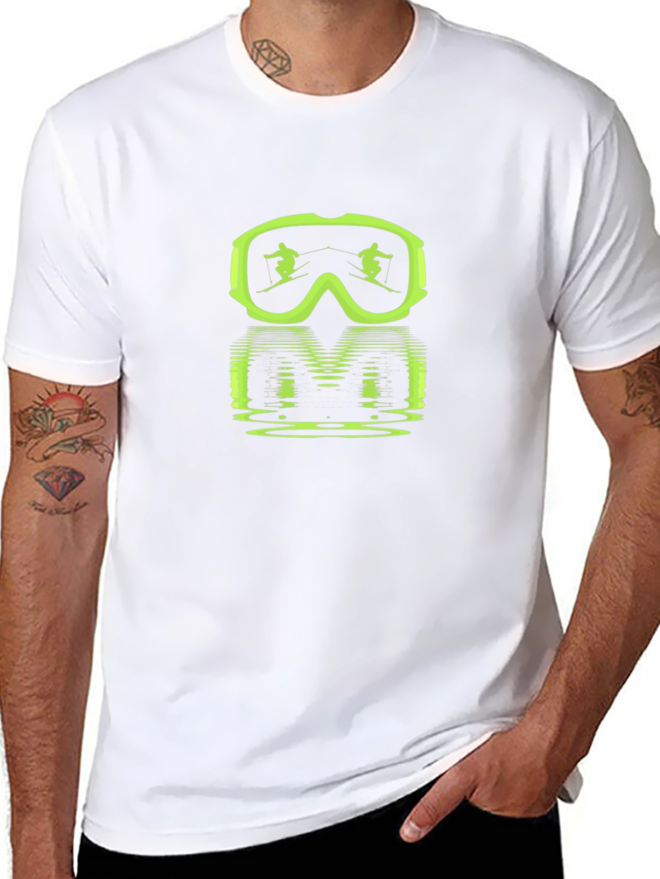 Ski Goggles Reflection Graphic Tee - Black