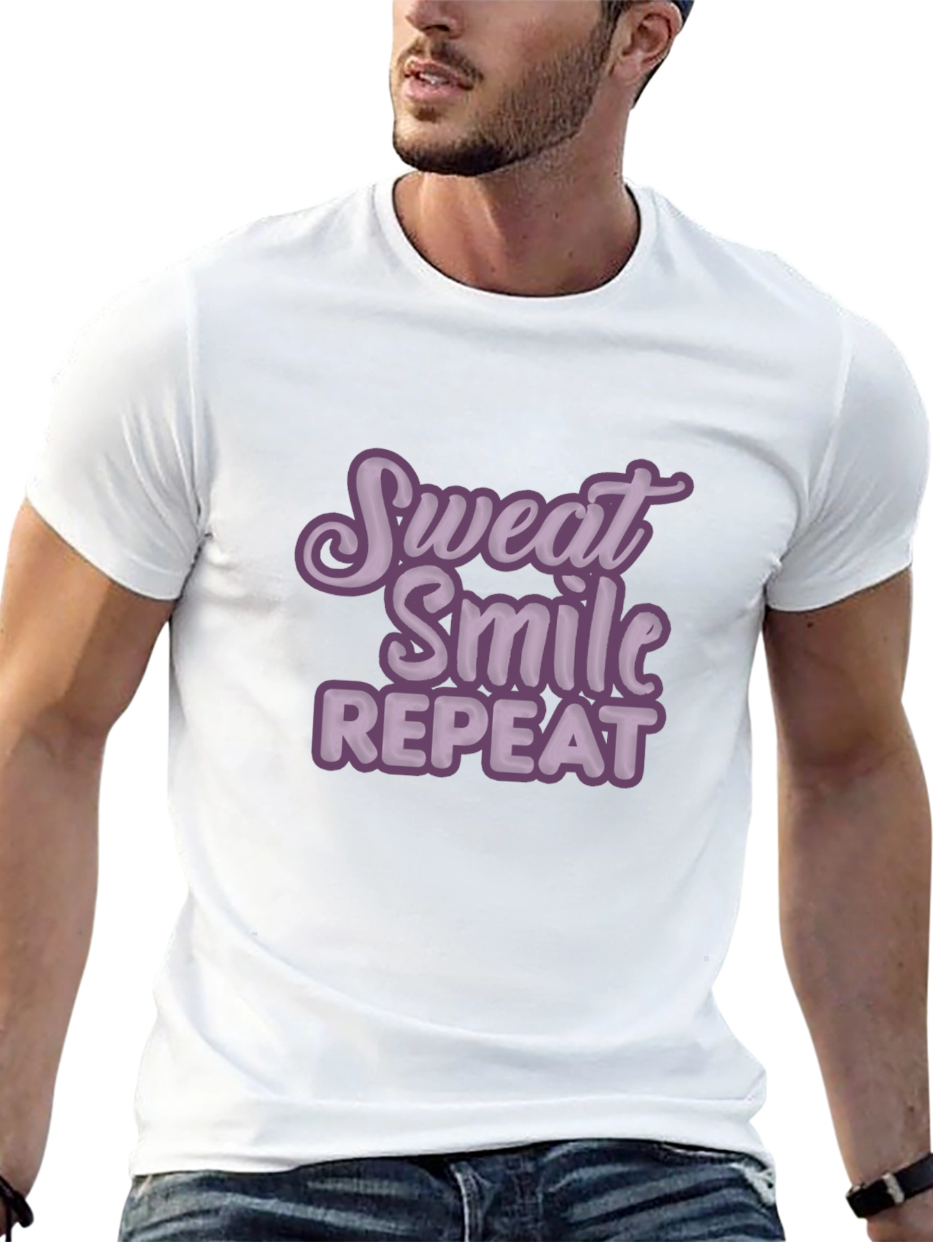 Sweat Smile Repeat T-Shirt - Motivational Workout Tee