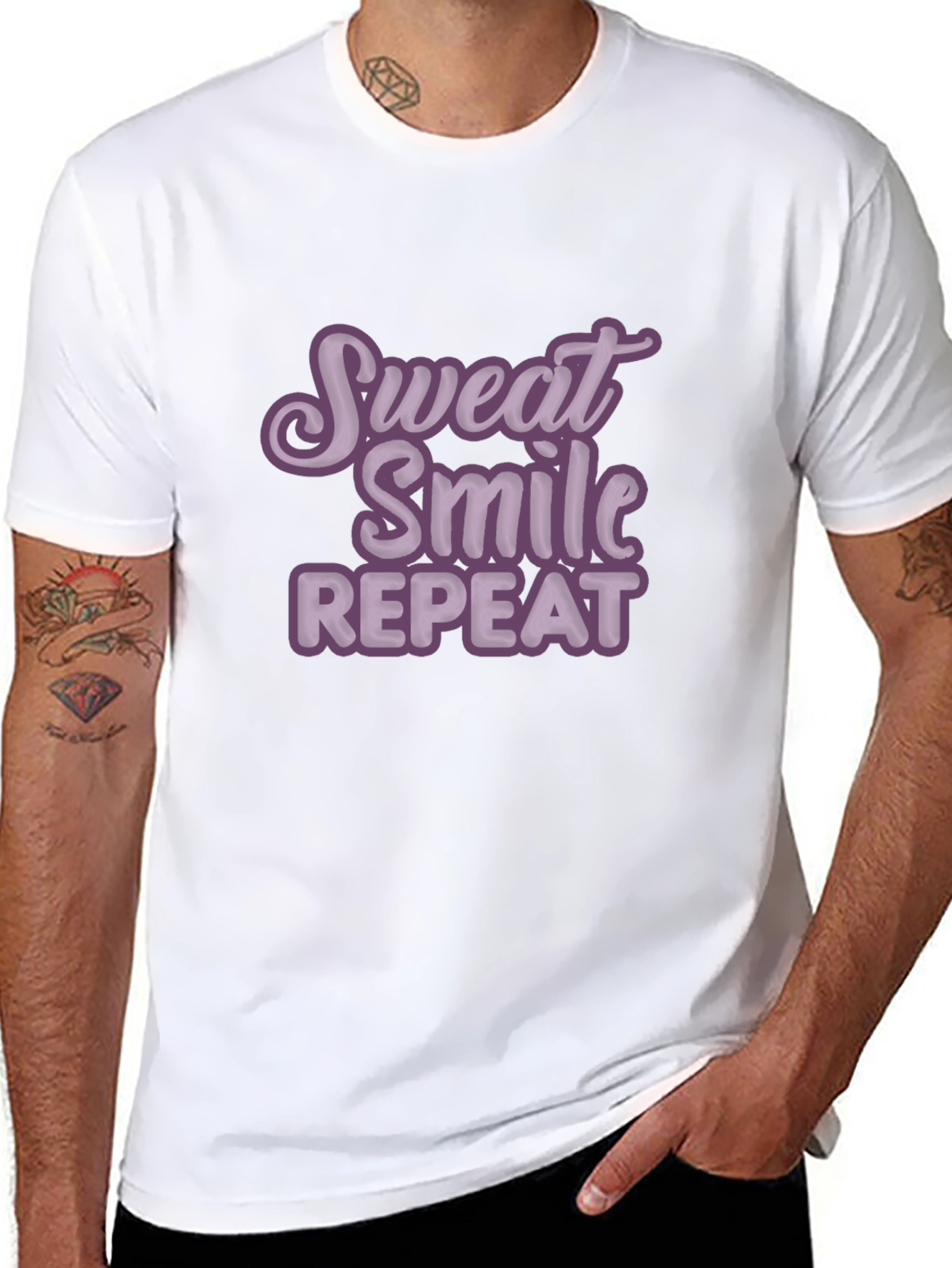 Sweat Smile Repeat T-Shirt - Motivational Workout Tee
