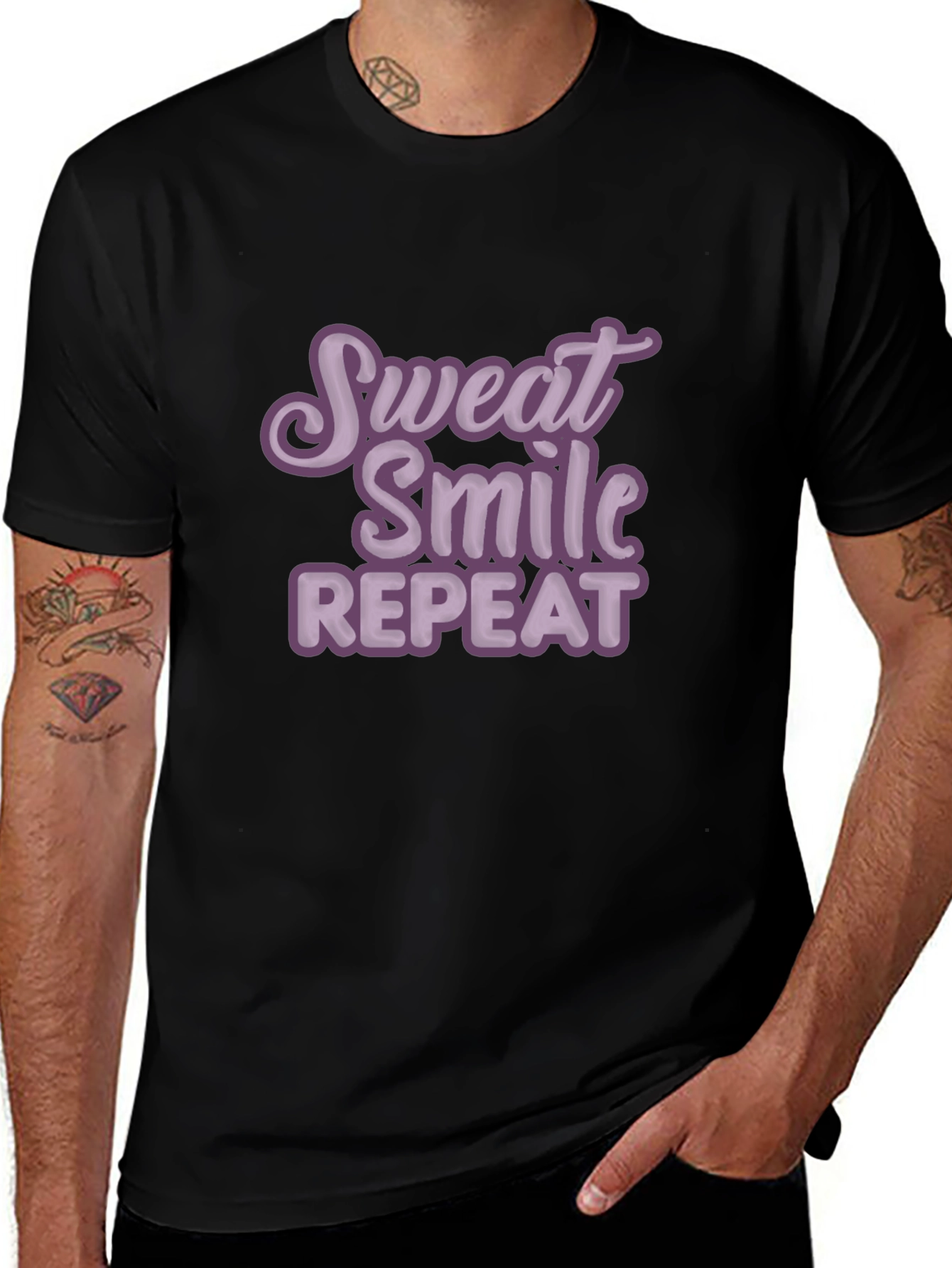 Sweat Smile Repeat T-Shirt - Motivational Workout Tee