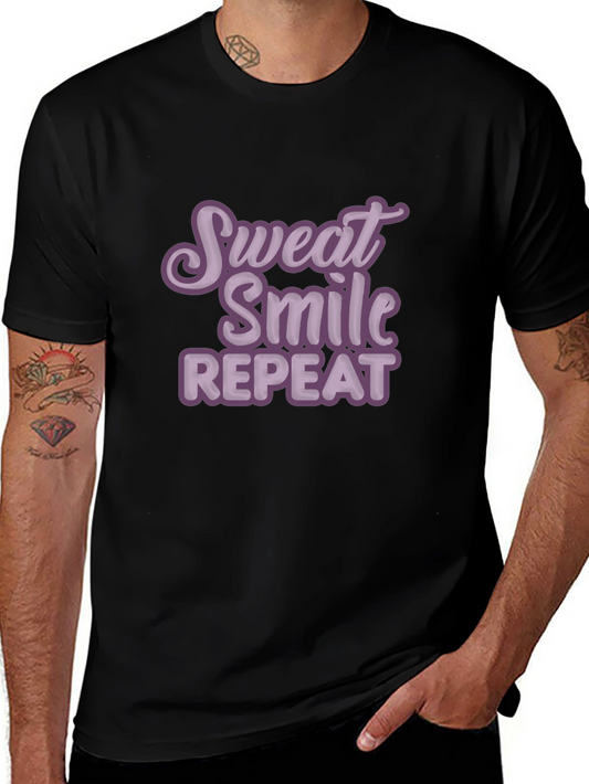 Sweat Smile Repeat T-Shirt - Motivational Workout Tee