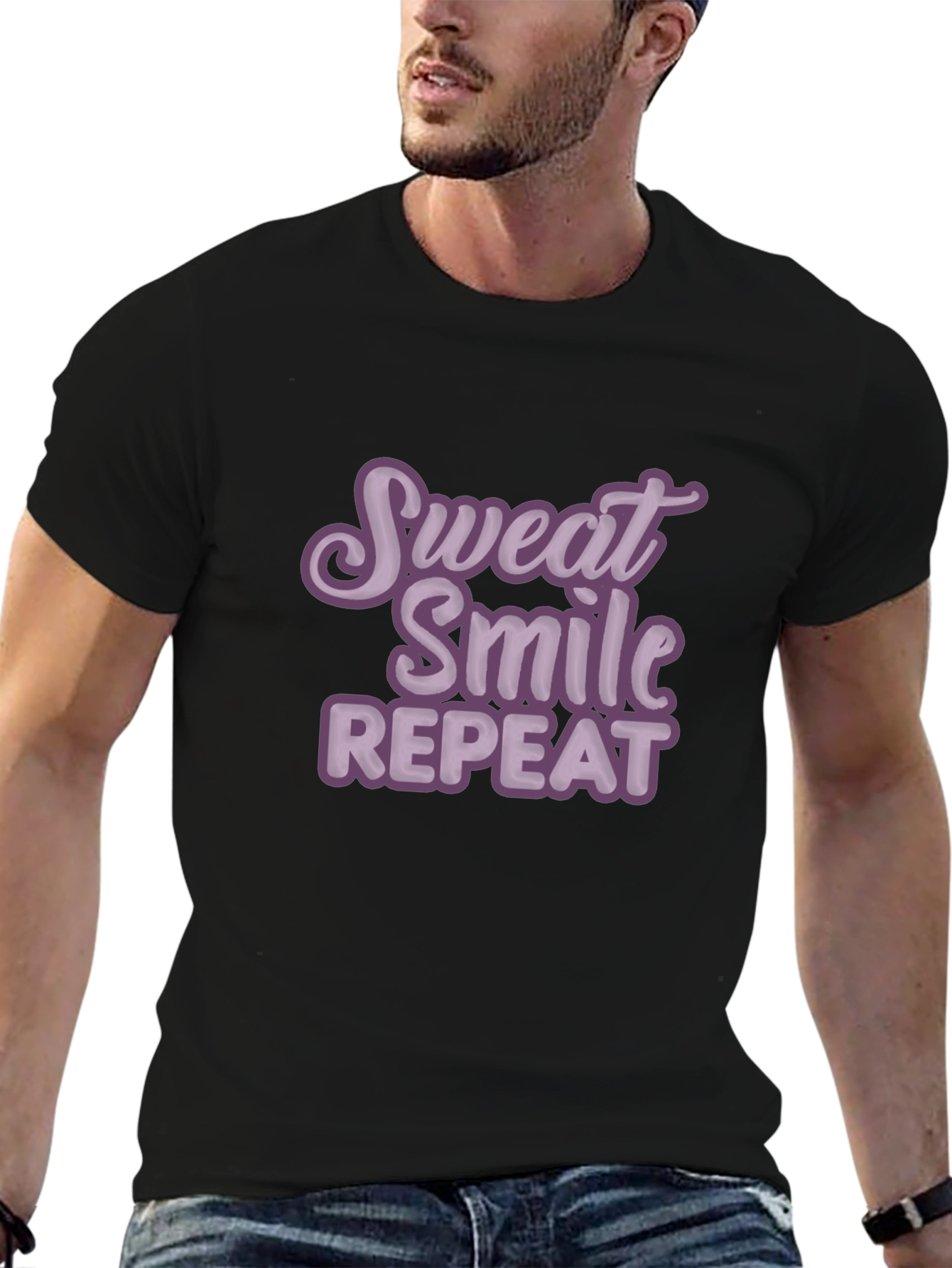 Sweat Smile Repeat T-Shirt - Motivational Workout Tee