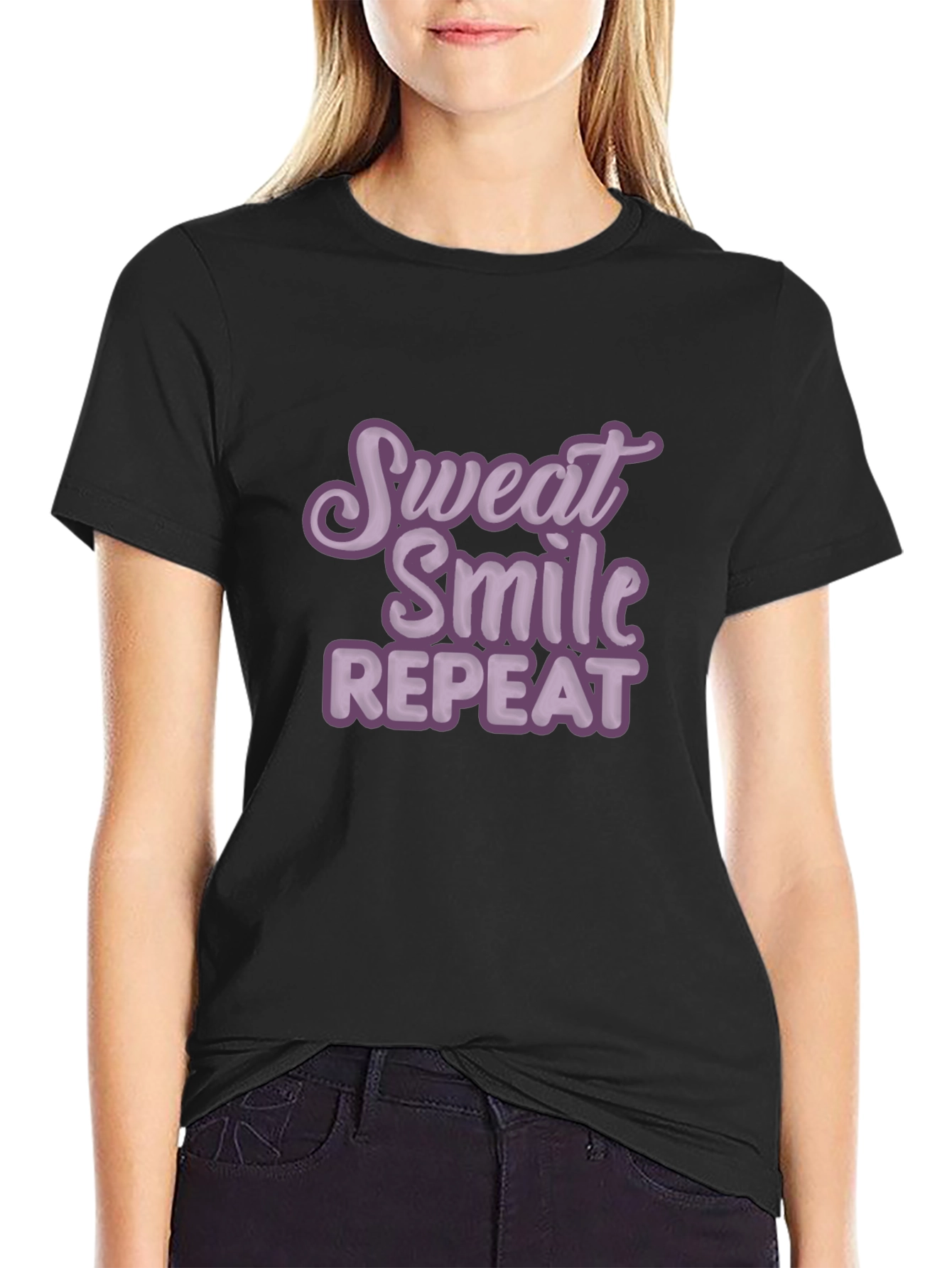 Sweat Smile Repeat T-Shirt - Motivational Workout Tee