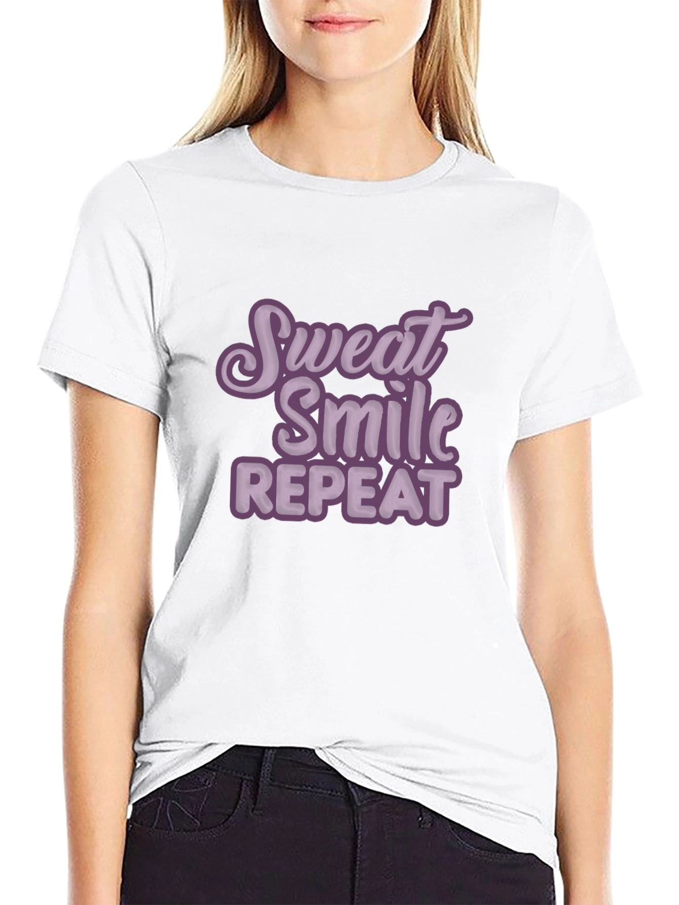Sweat Smile Repeat T-Shirt - Motivational Workout Tee