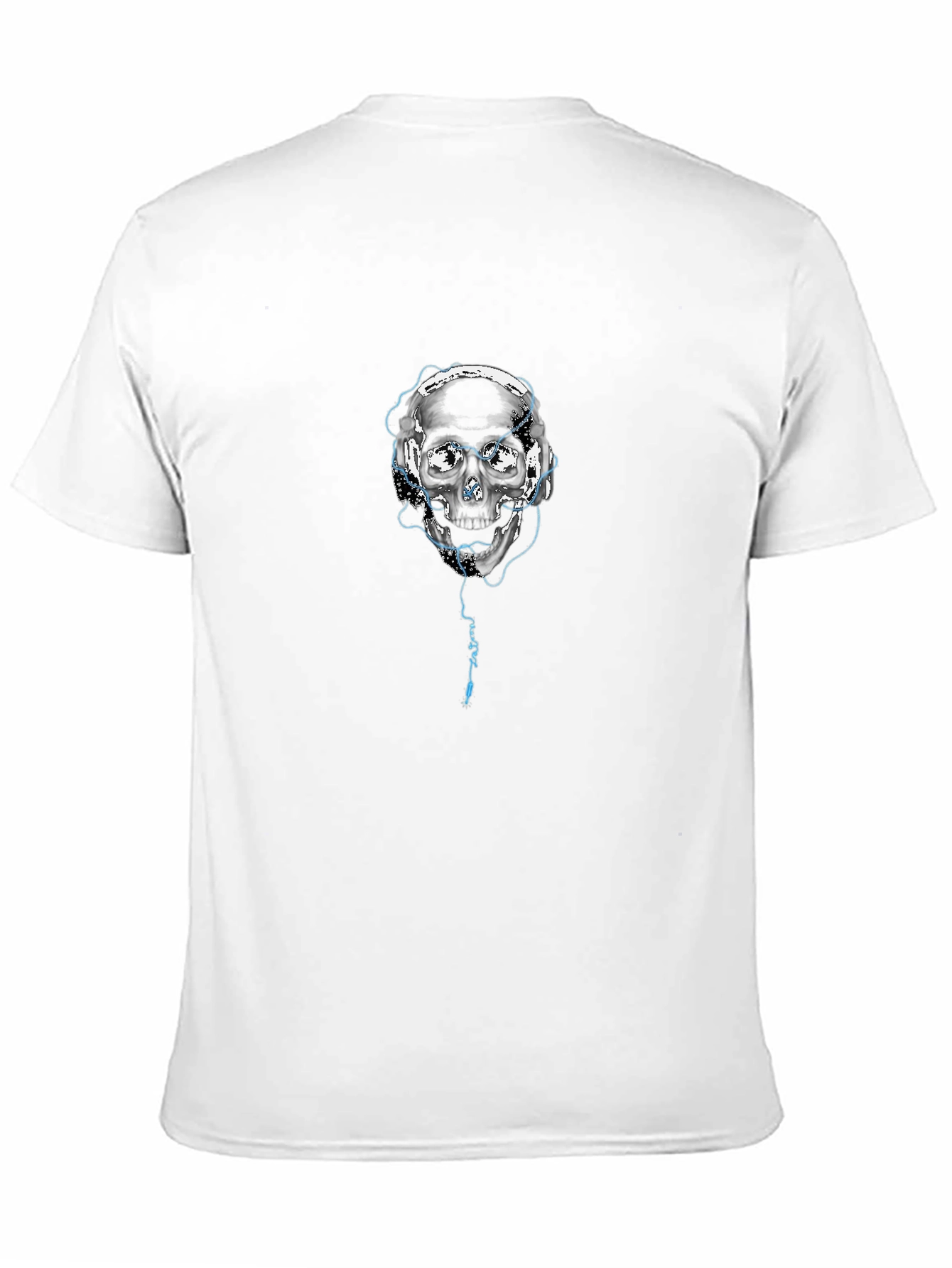 Skull with Headphones Graphic Black T-Shirt