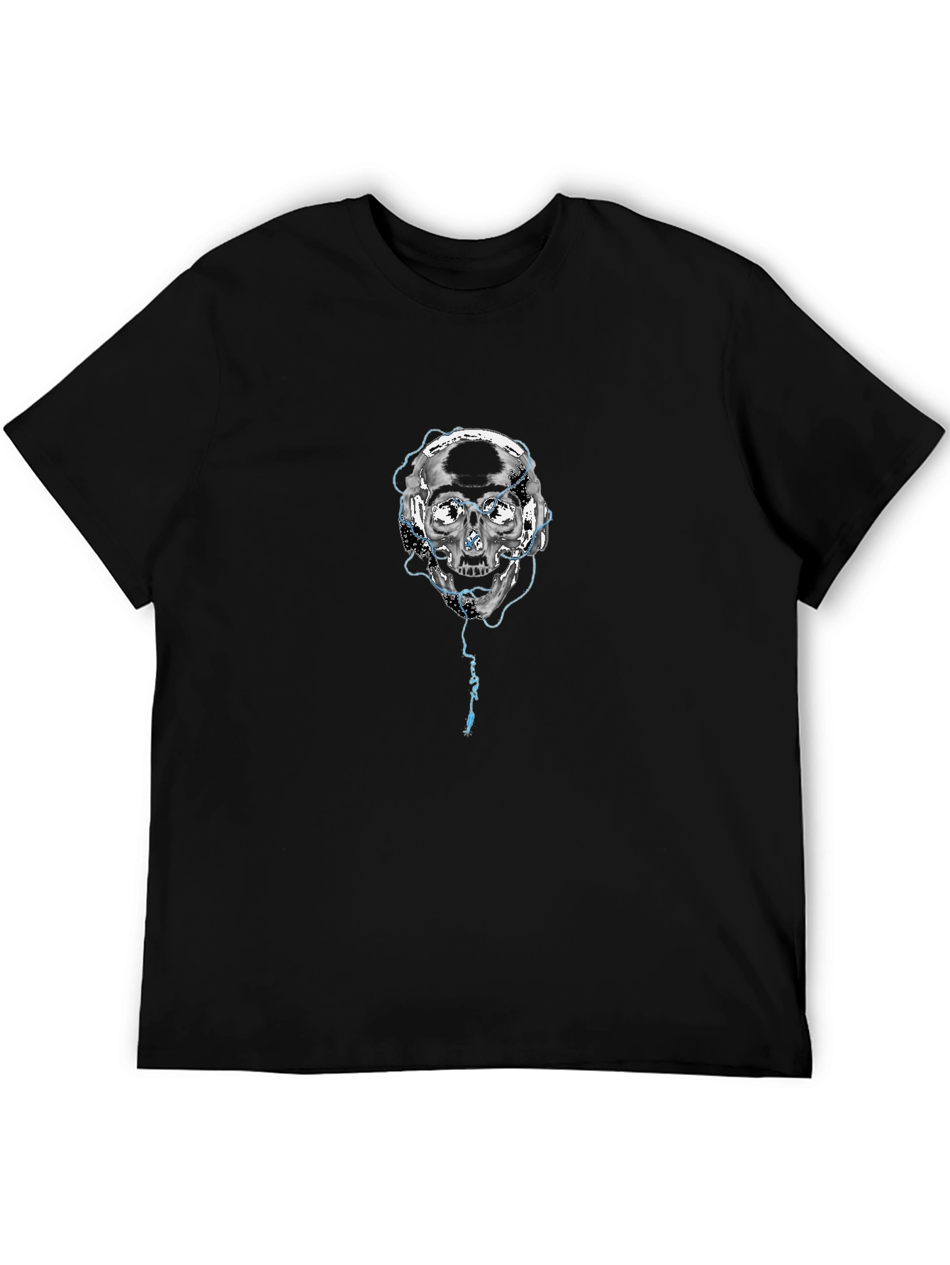 Skull with Headphones Graphic Black T-Shirt