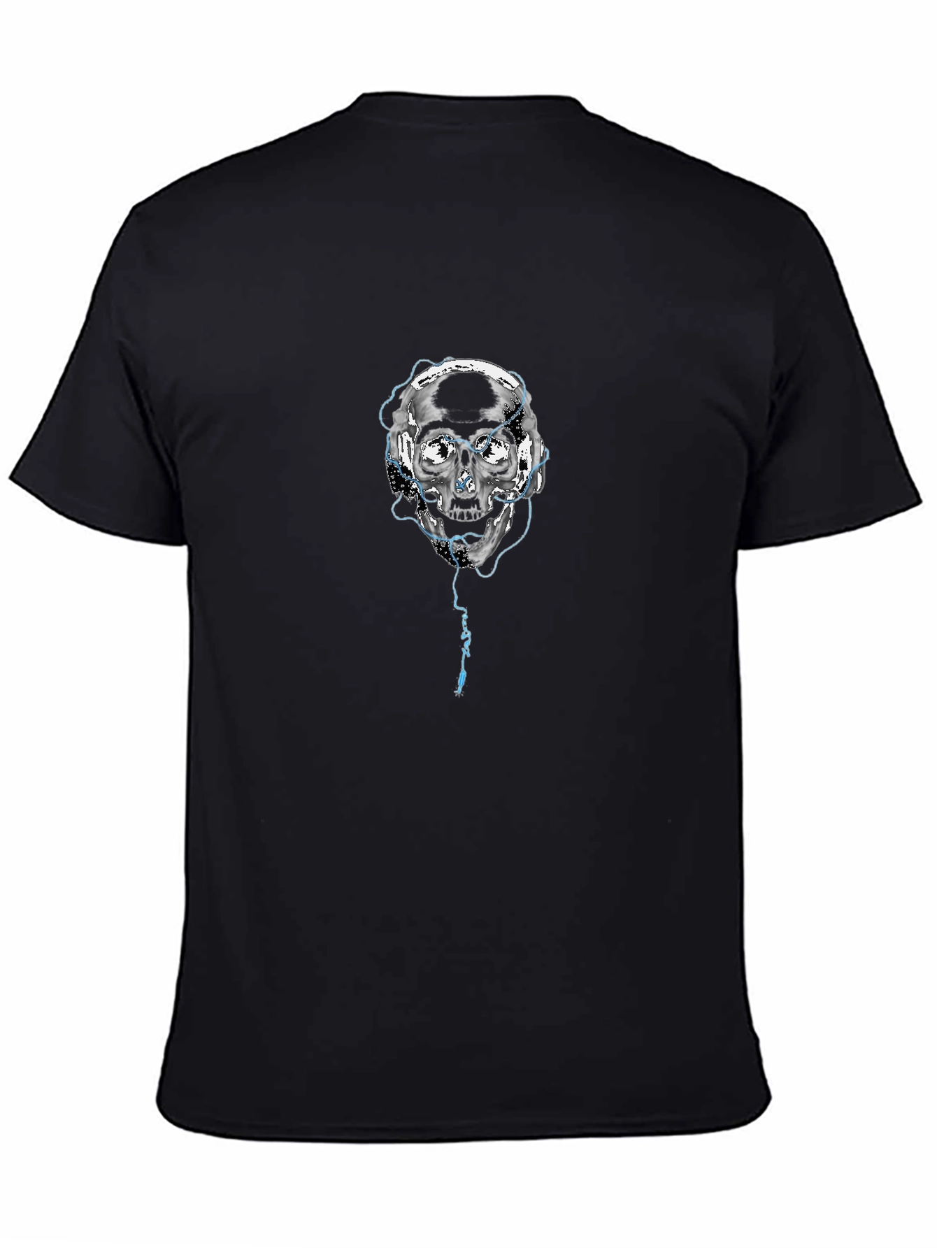 Skull with Headphones Graphic Black T-Shirt
