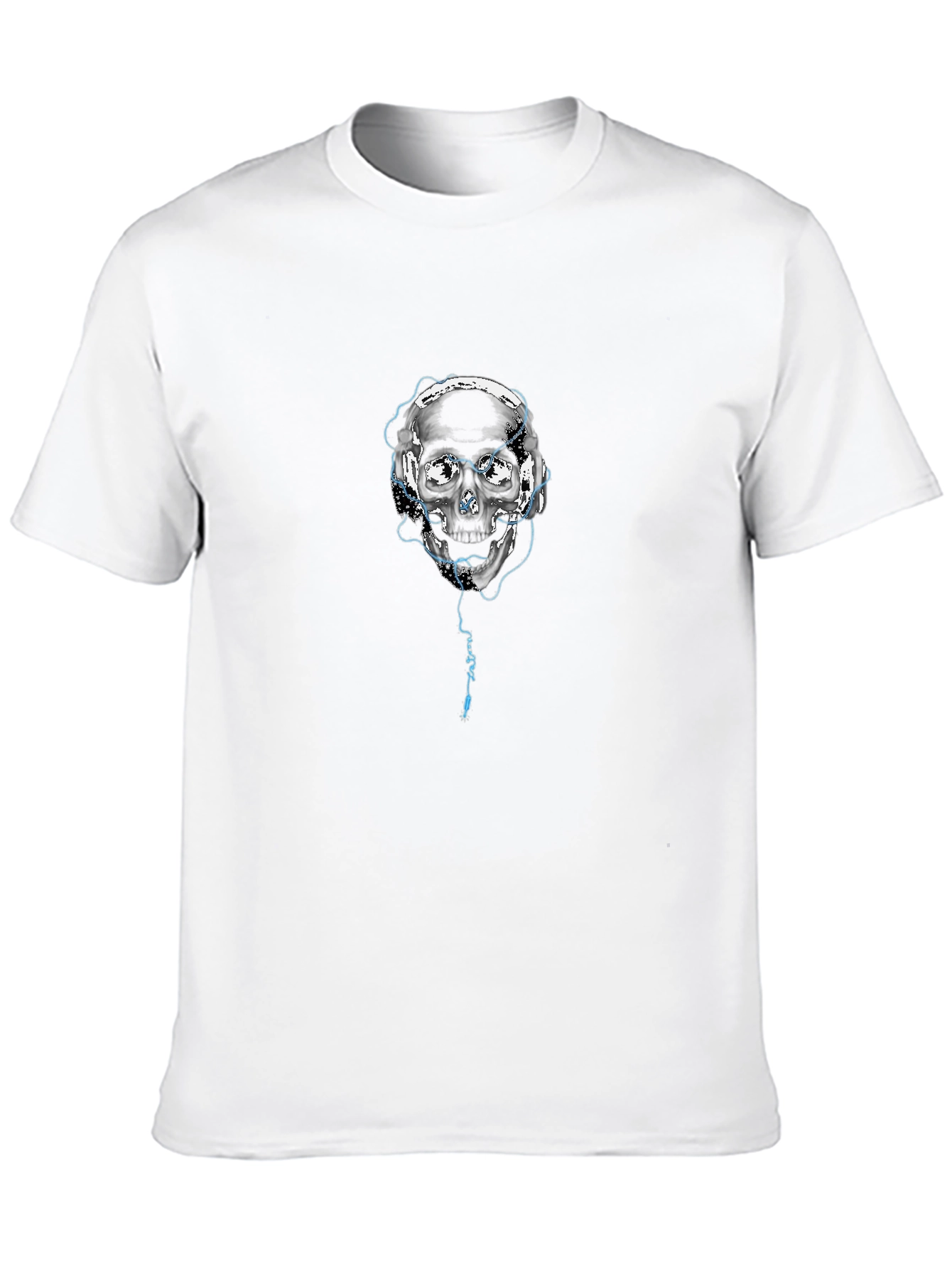 Skull with Headphones Graphic Black T-Shirt