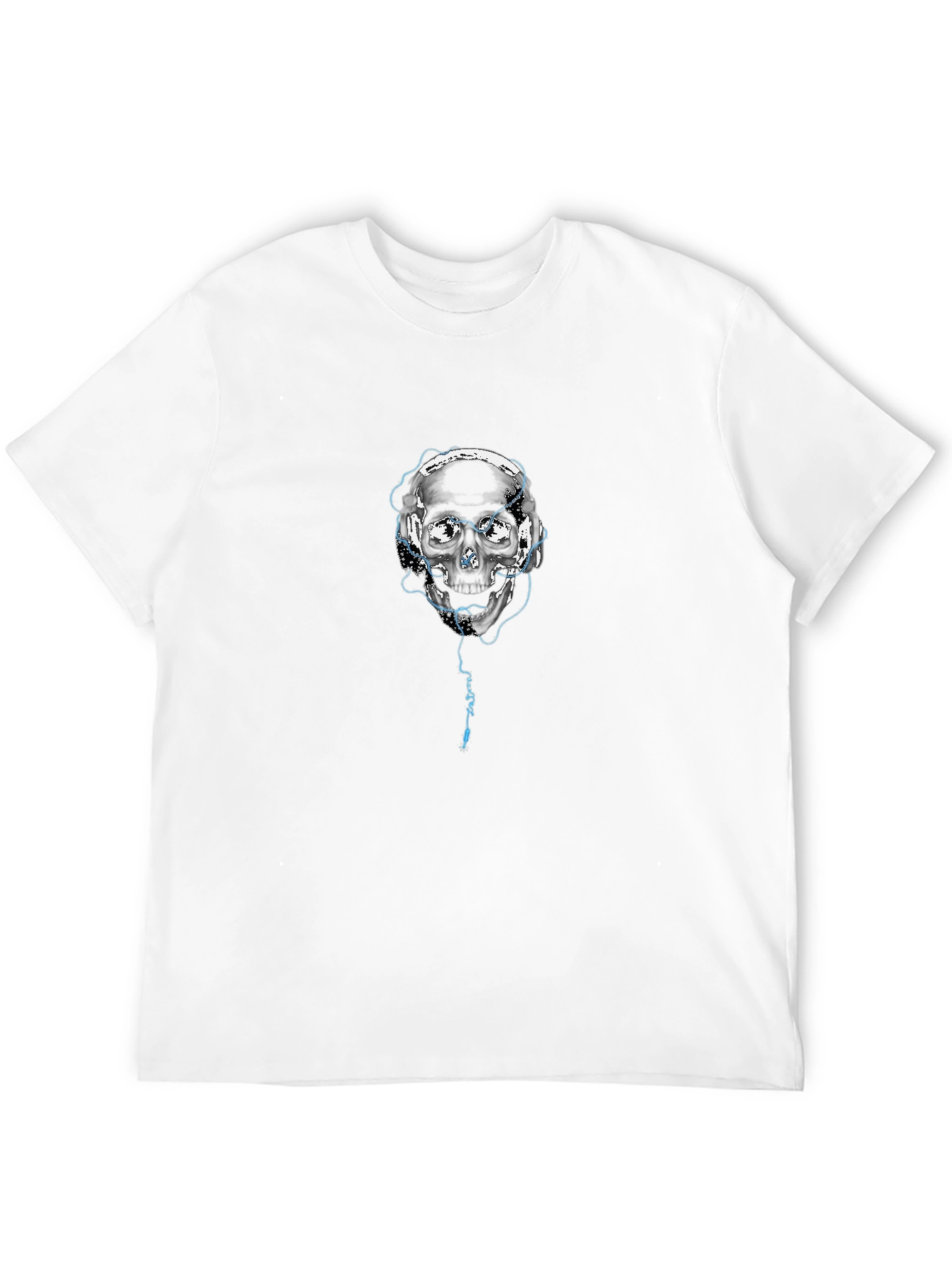 Skull with Headphones Graphic Black T-Shirt