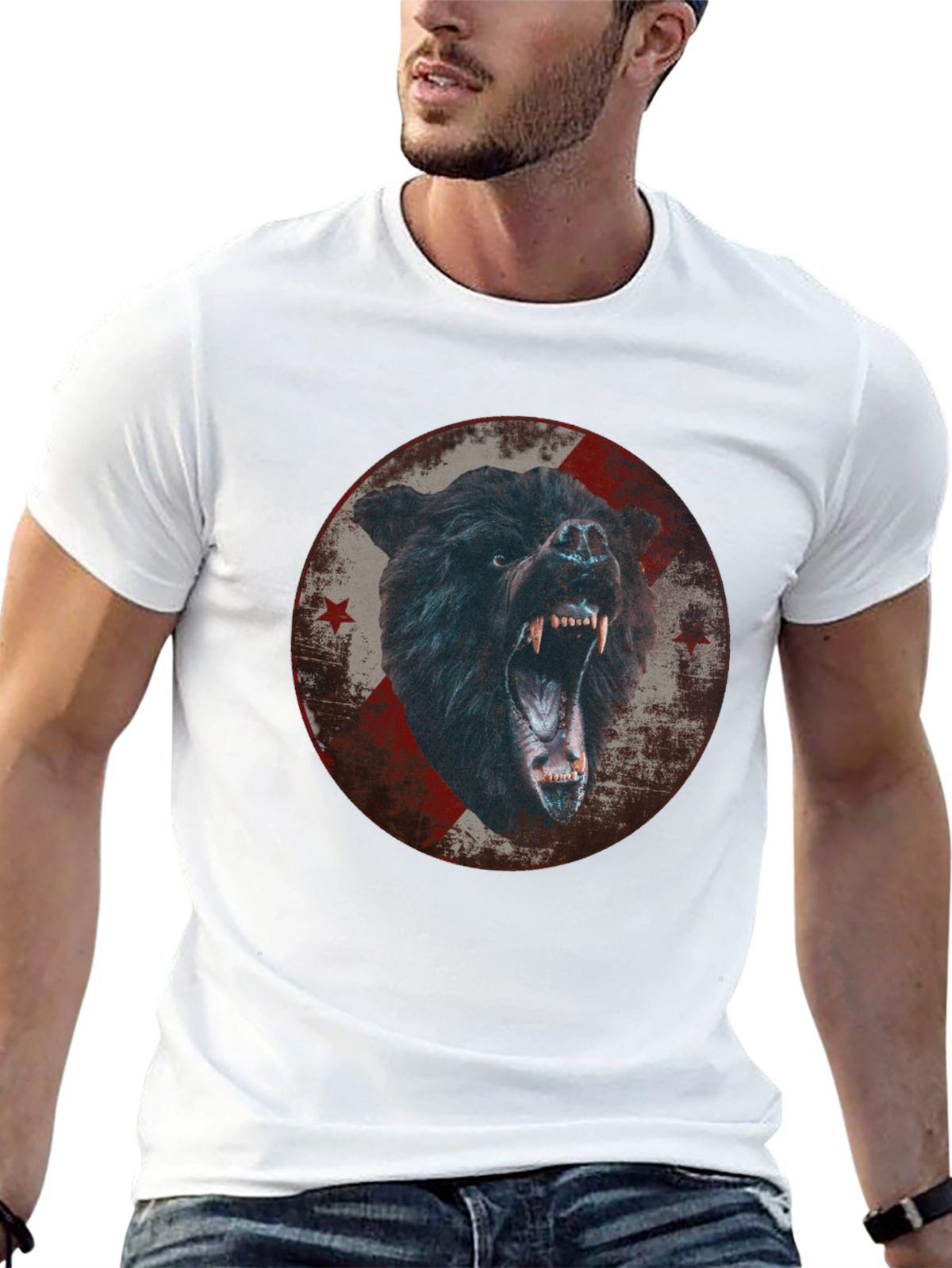 Mens Black Bear Graphic T-Shirt