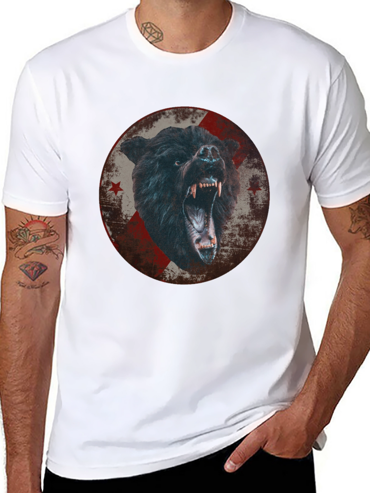 Mens Black Bear Graphic T-Shirt