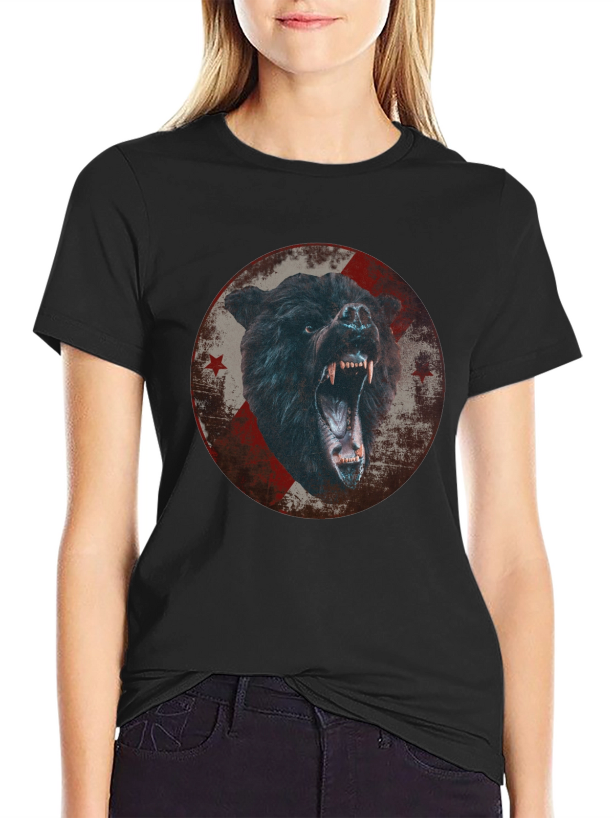 Mens Black Bear Graphic T-Shirt
