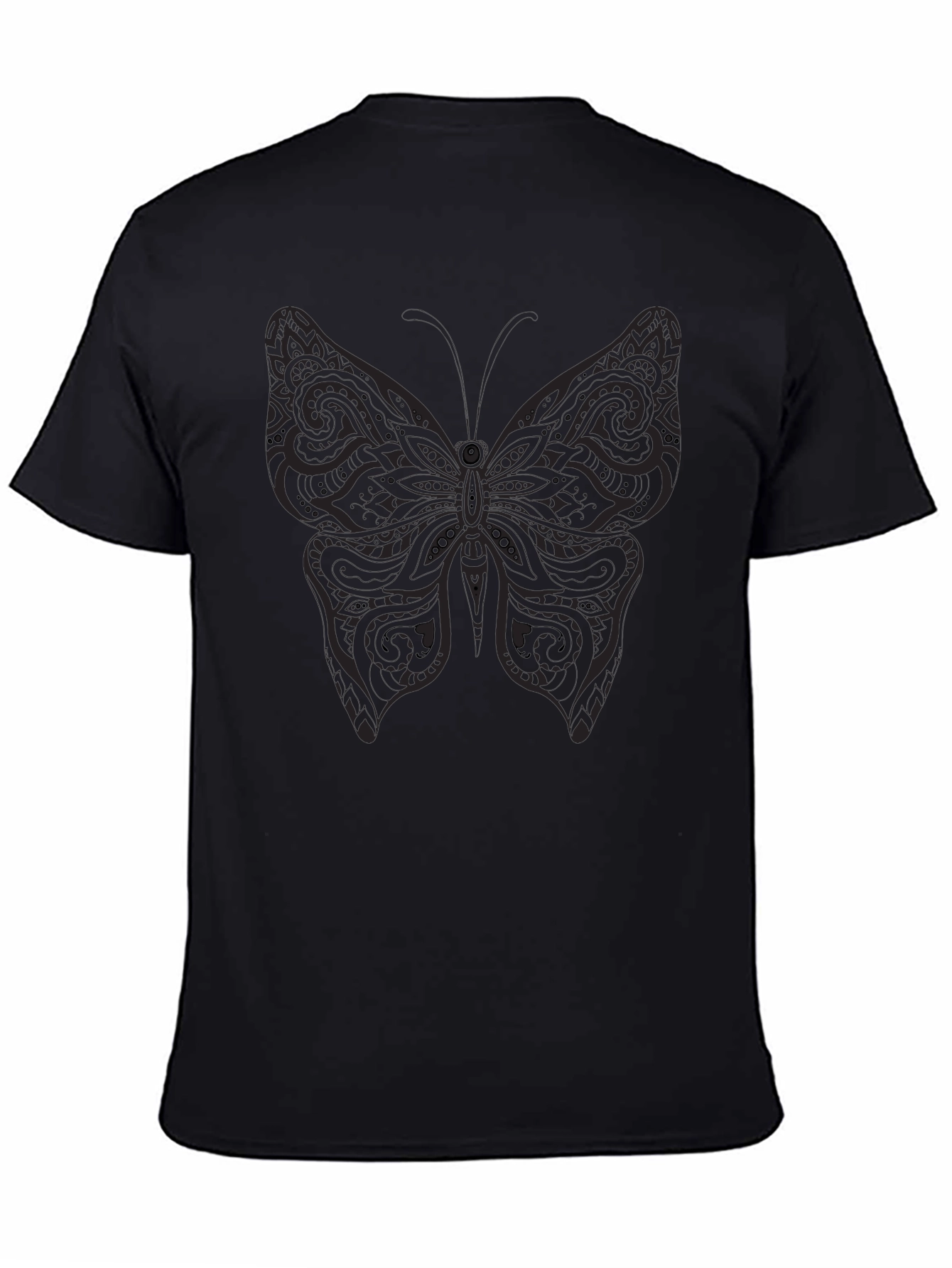 Mens Black Butterfly Graphic Tee