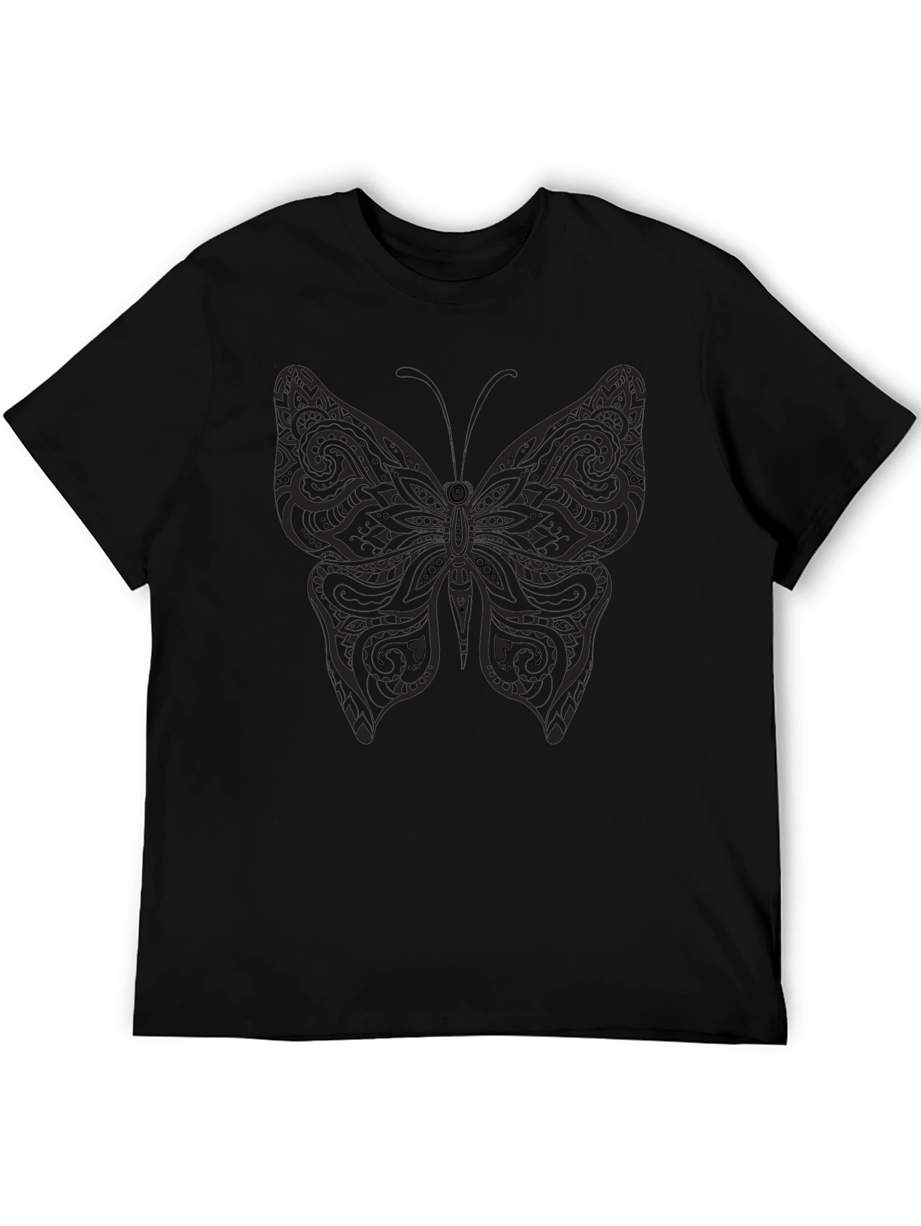 Mens Black Butterfly Graphic Tee