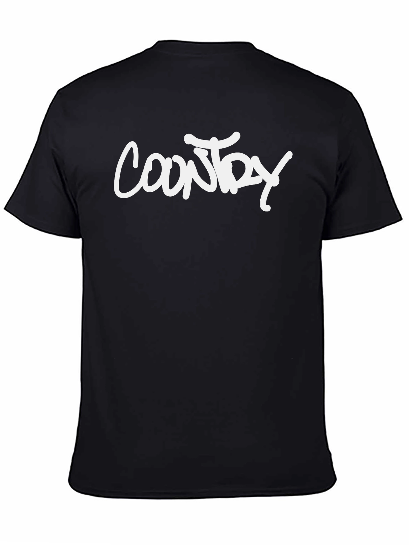 Country White Text Graphic Black T-Shirt
