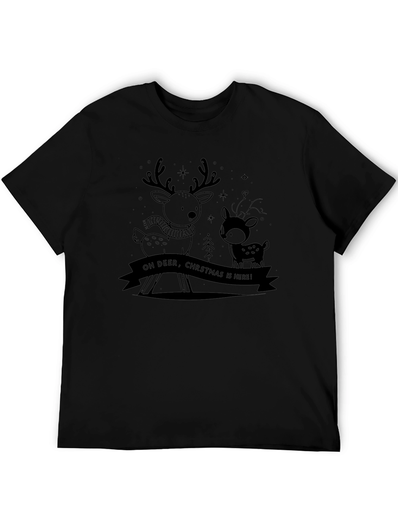 Christmas Reindeer Graphic Tee - Holiday Shirt