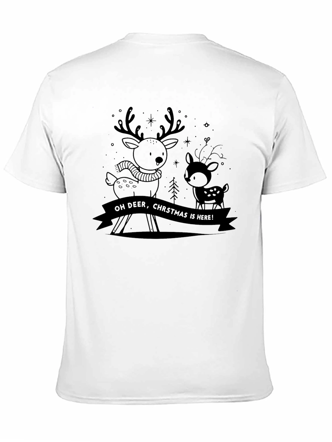 Christmas Reindeer Graphic Tee - Holiday Shirt