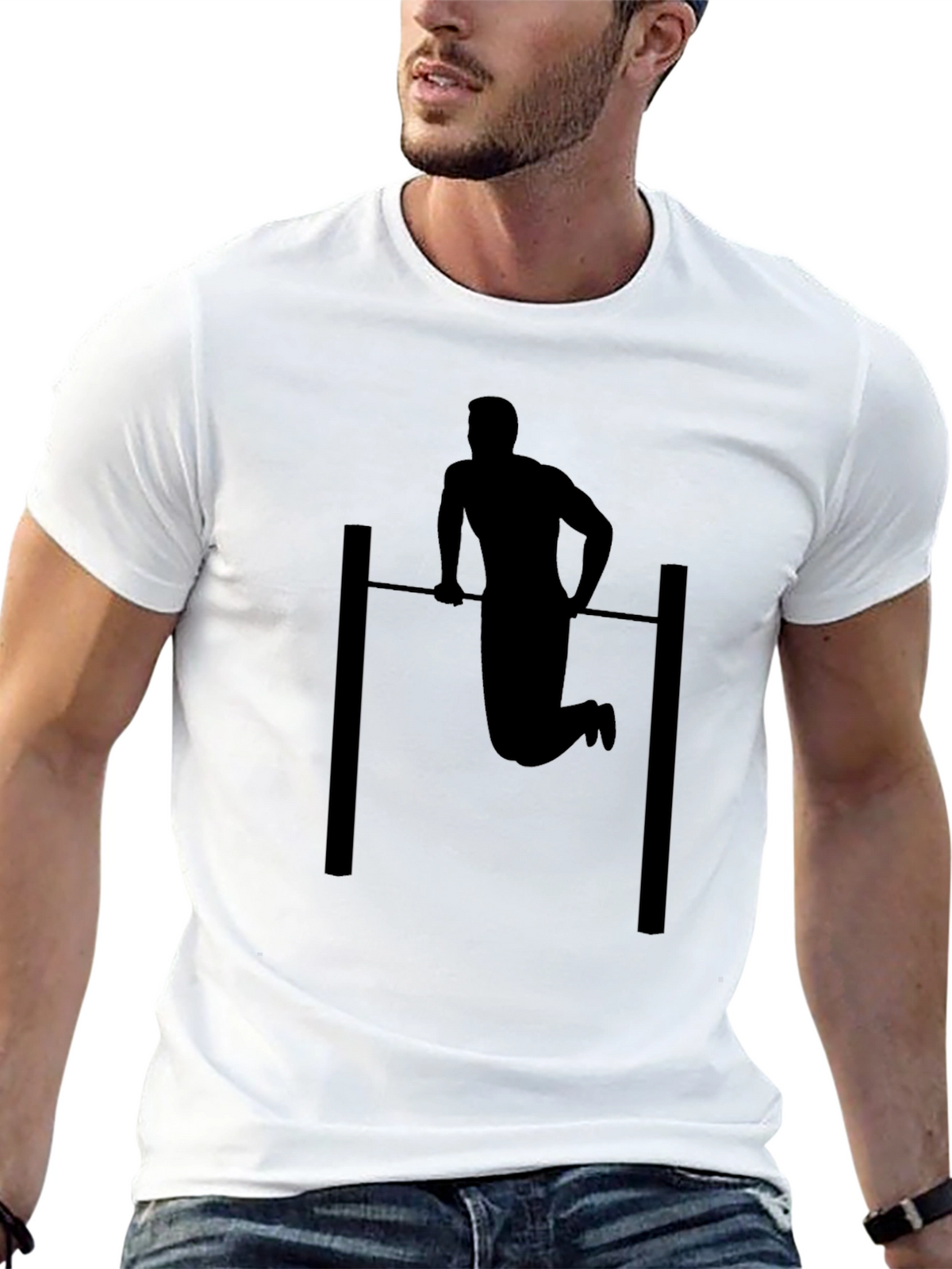 Black Pull-Up Silhouette Graphic Tee