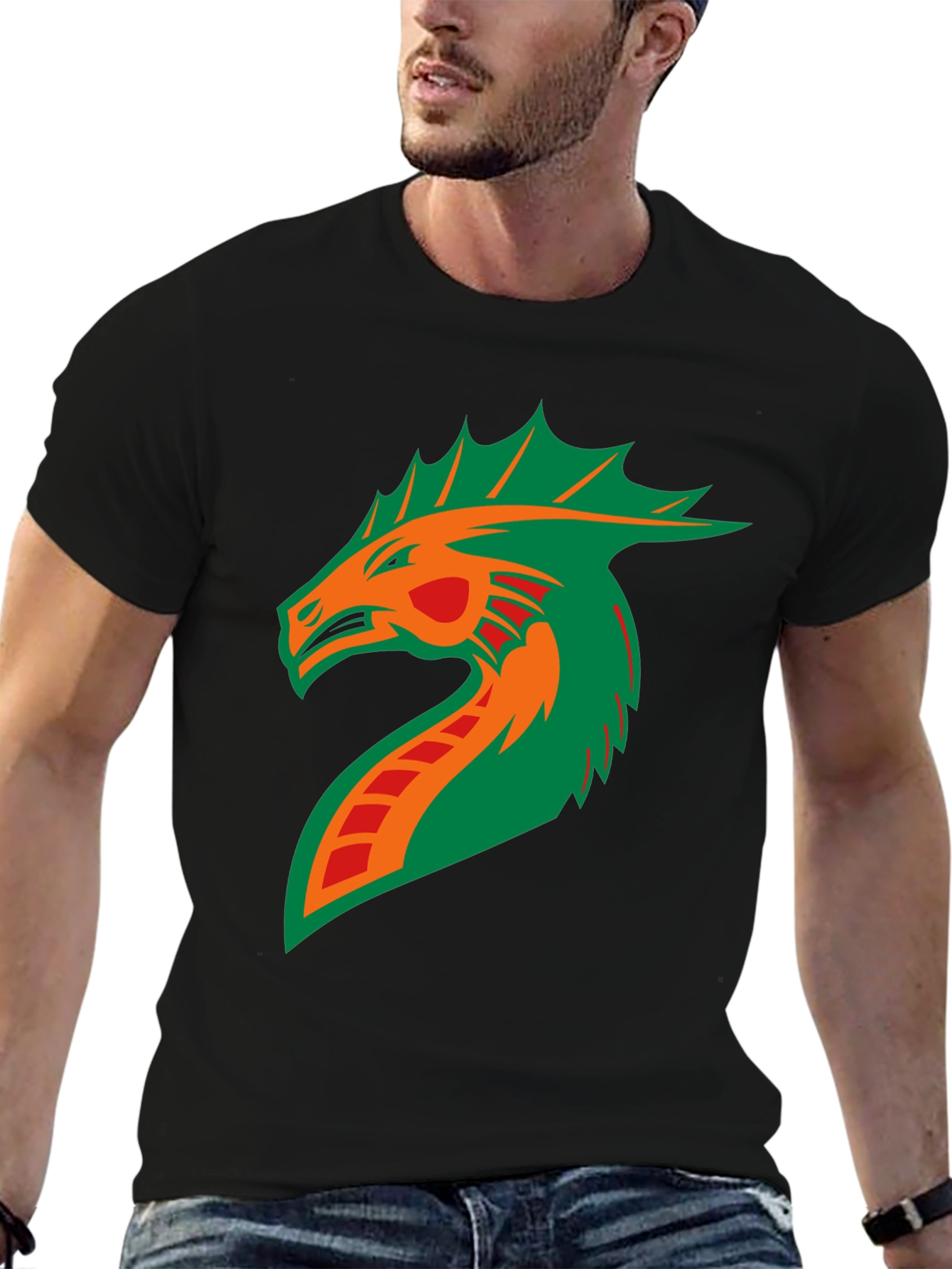 Dragon Graphic Print Black T-Shirt
