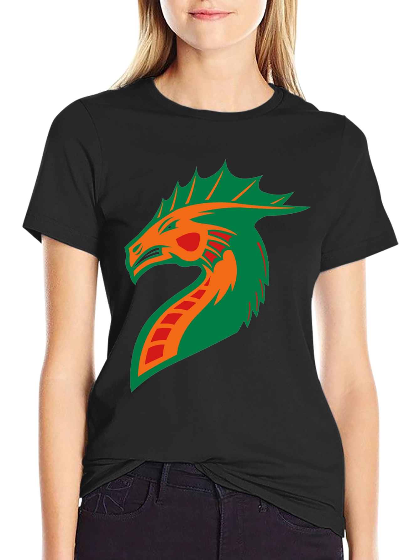 Dragon Graphic Print Black T-Shirt