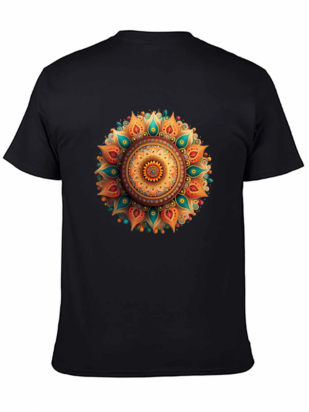 Mens Black T-Shirt with Mandala Graphic