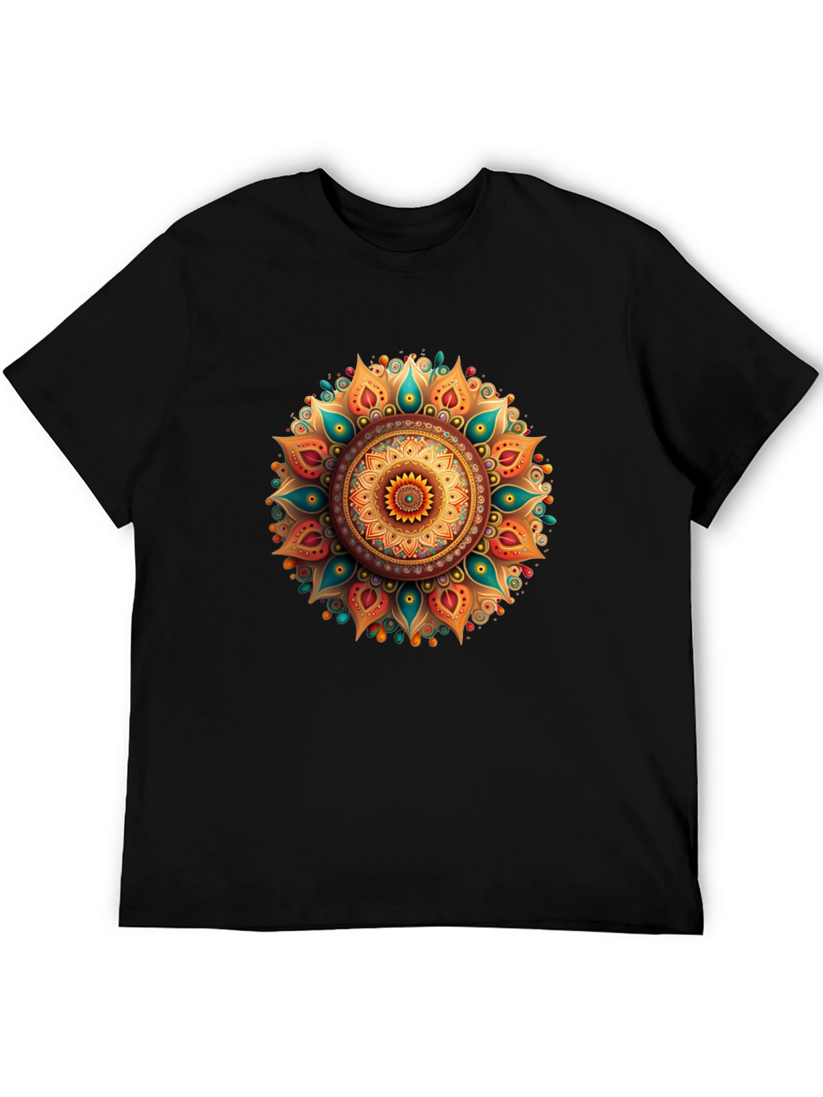 Mens Black T-Shirt with Mandala Graphic