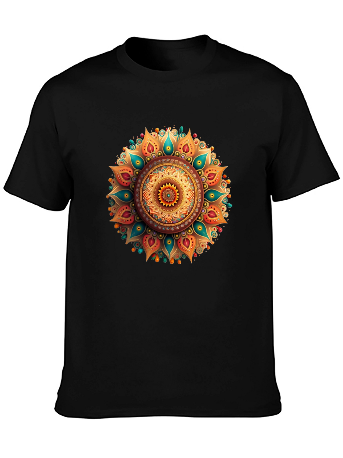 Mens Black T-Shirt with Mandala Graphic