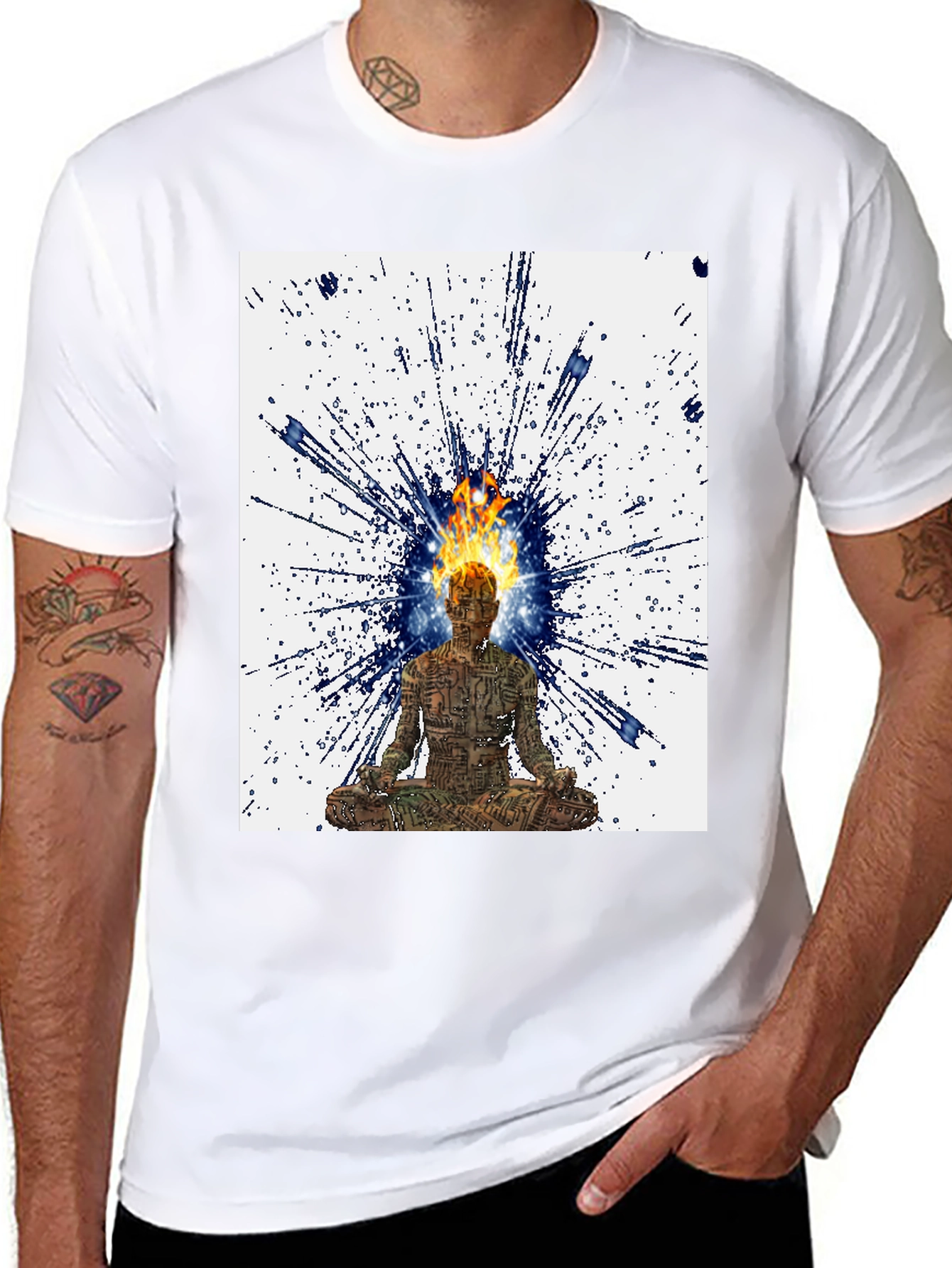 Enlightened Mind T-Shirt - Fire Meditation Design