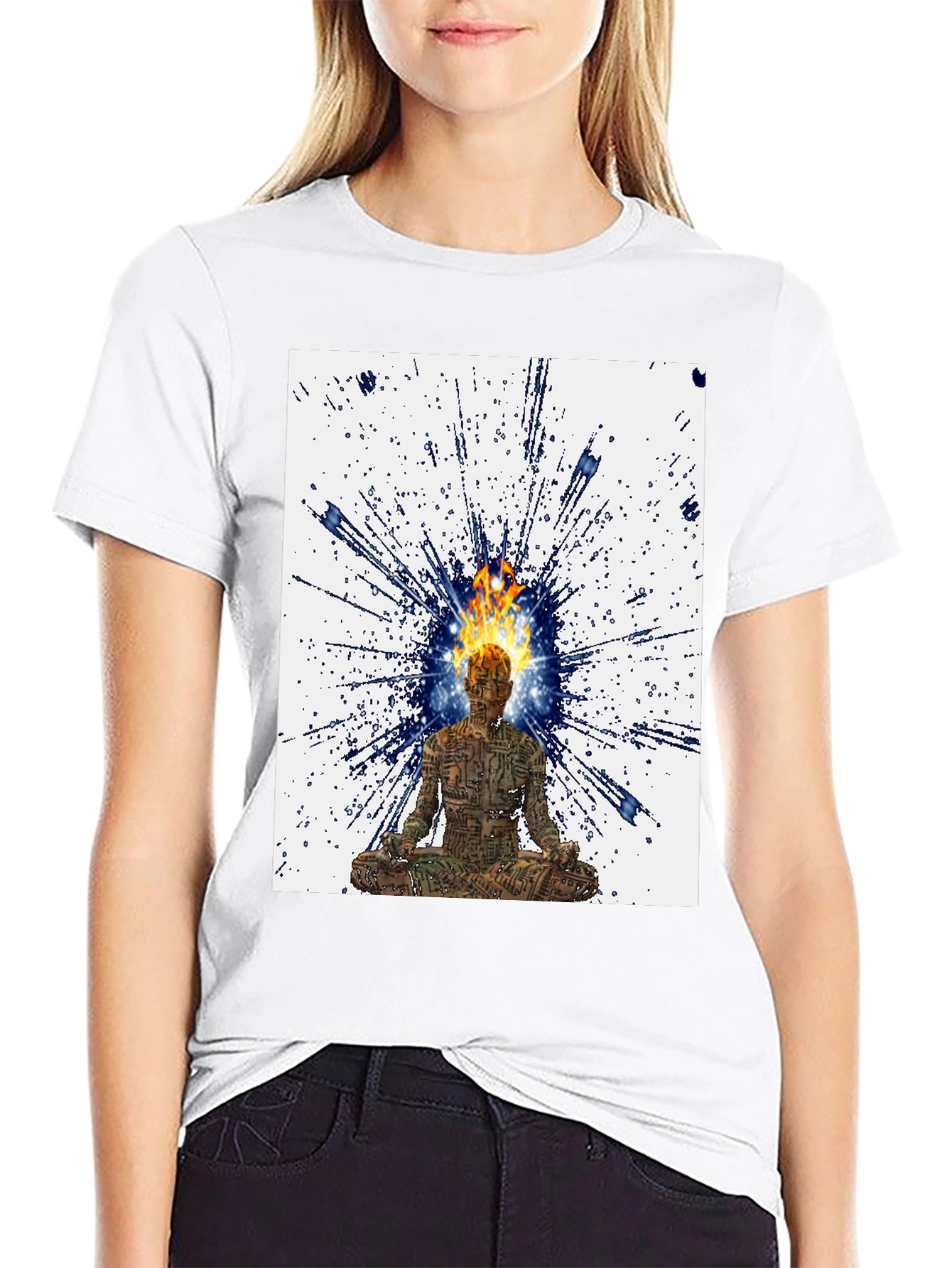 Enlightened Mind T-Shirt - Fire Meditation Design