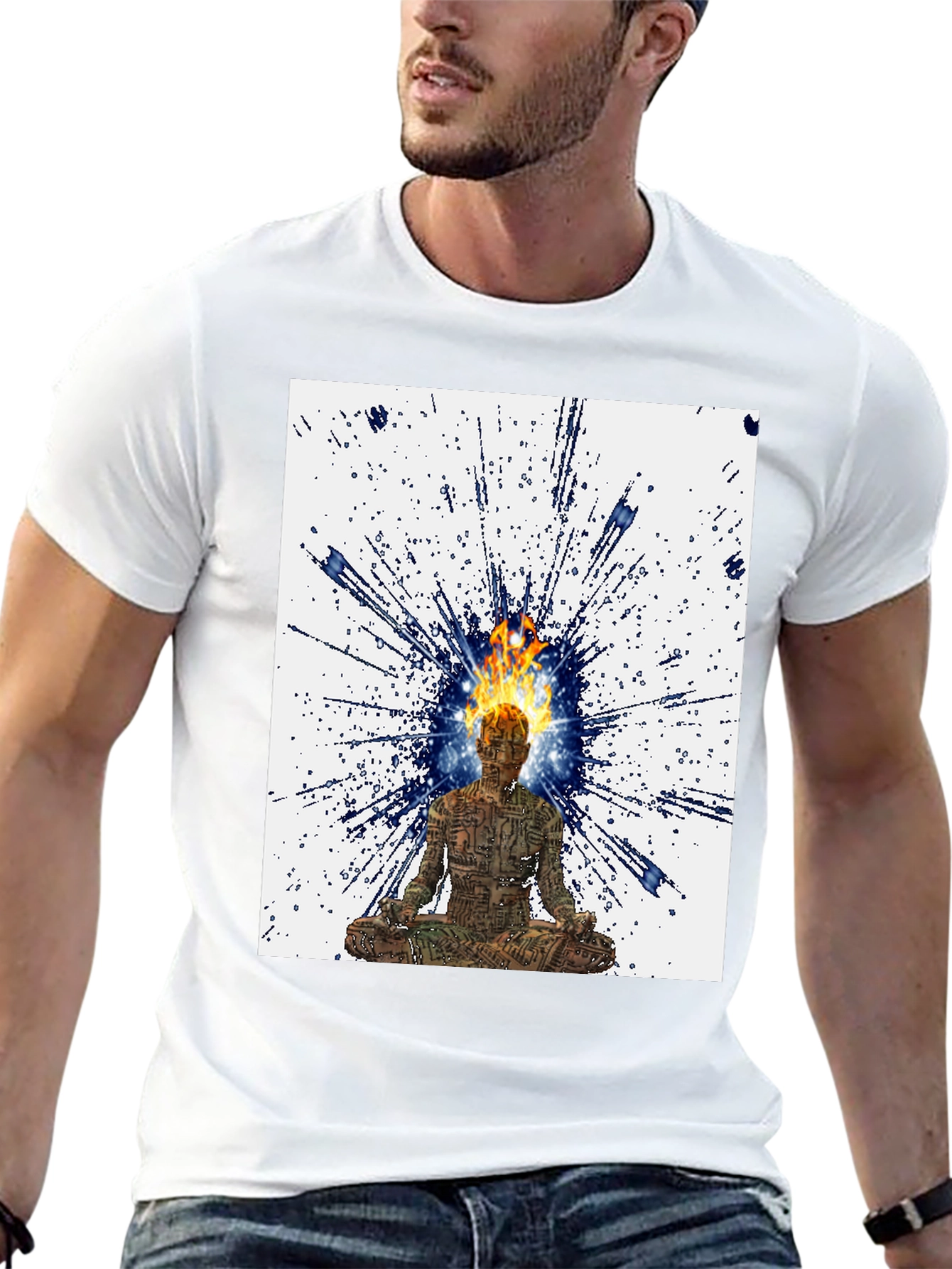 Enlightened Mind T-Shirt - Fire Meditation Design