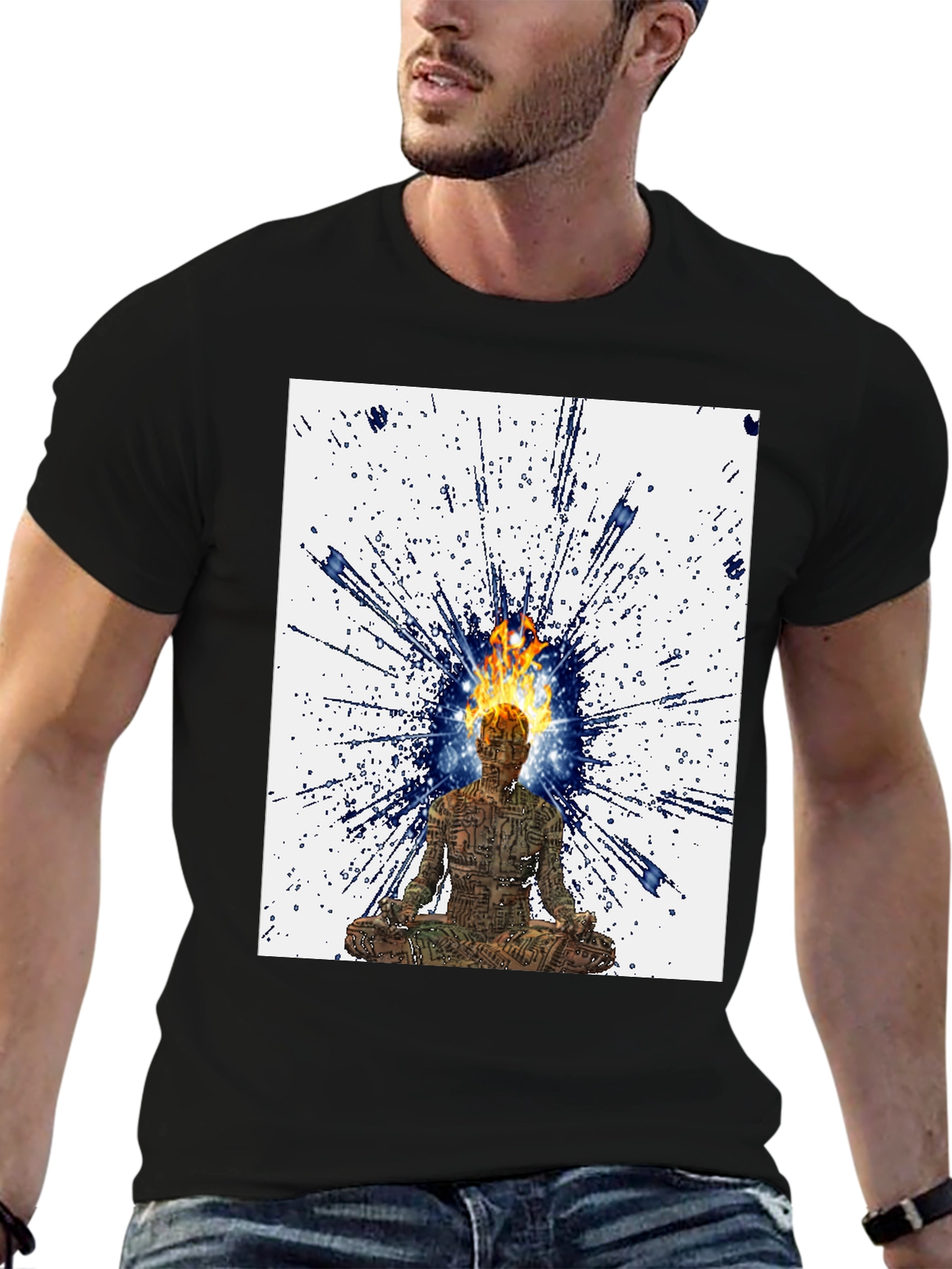 Enlightened Mind T-Shirt - Fire Meditation Design