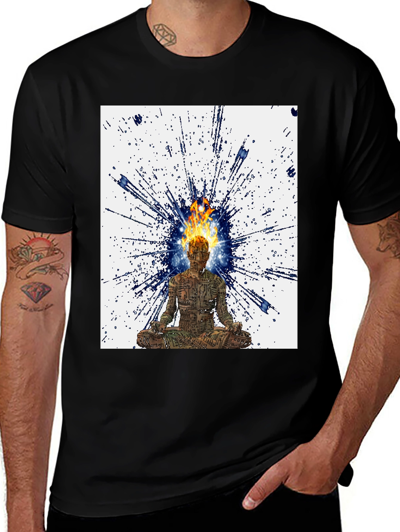 Enlightened Mind T-Shirt - Fire Meditation Design