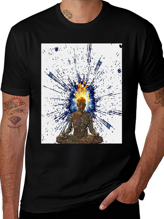 Enlightened Mind T-Shirt - Fire Meditation Design