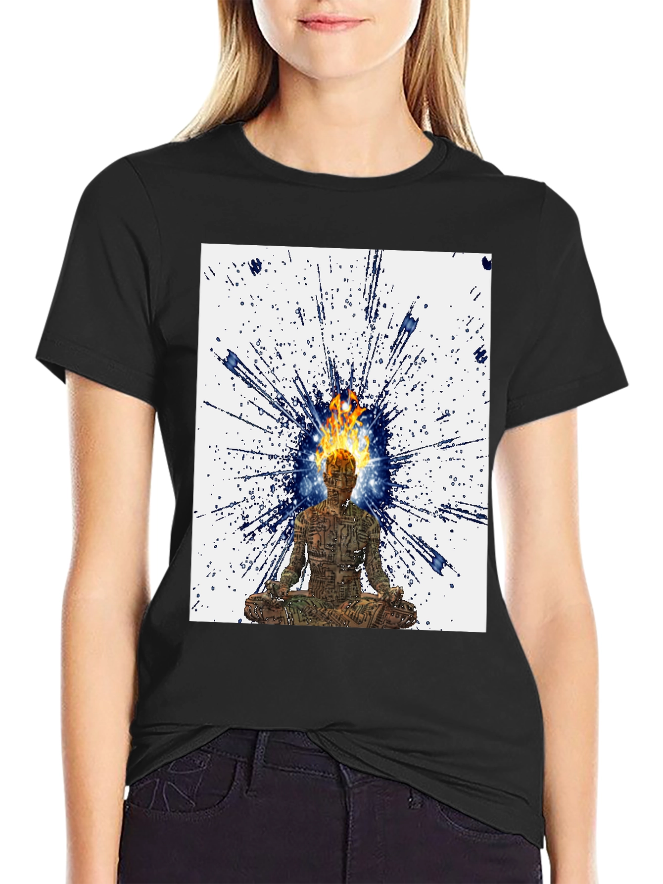 Enlightened Mind T-Shirt - Fire Meditation Design