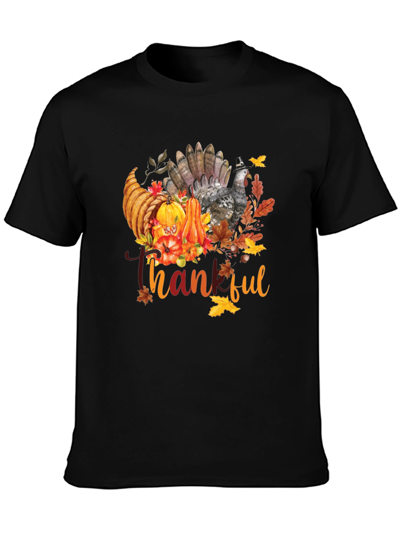 Thankful Thanksgiving T-Shirt Turkey Fall Graphic Tee
