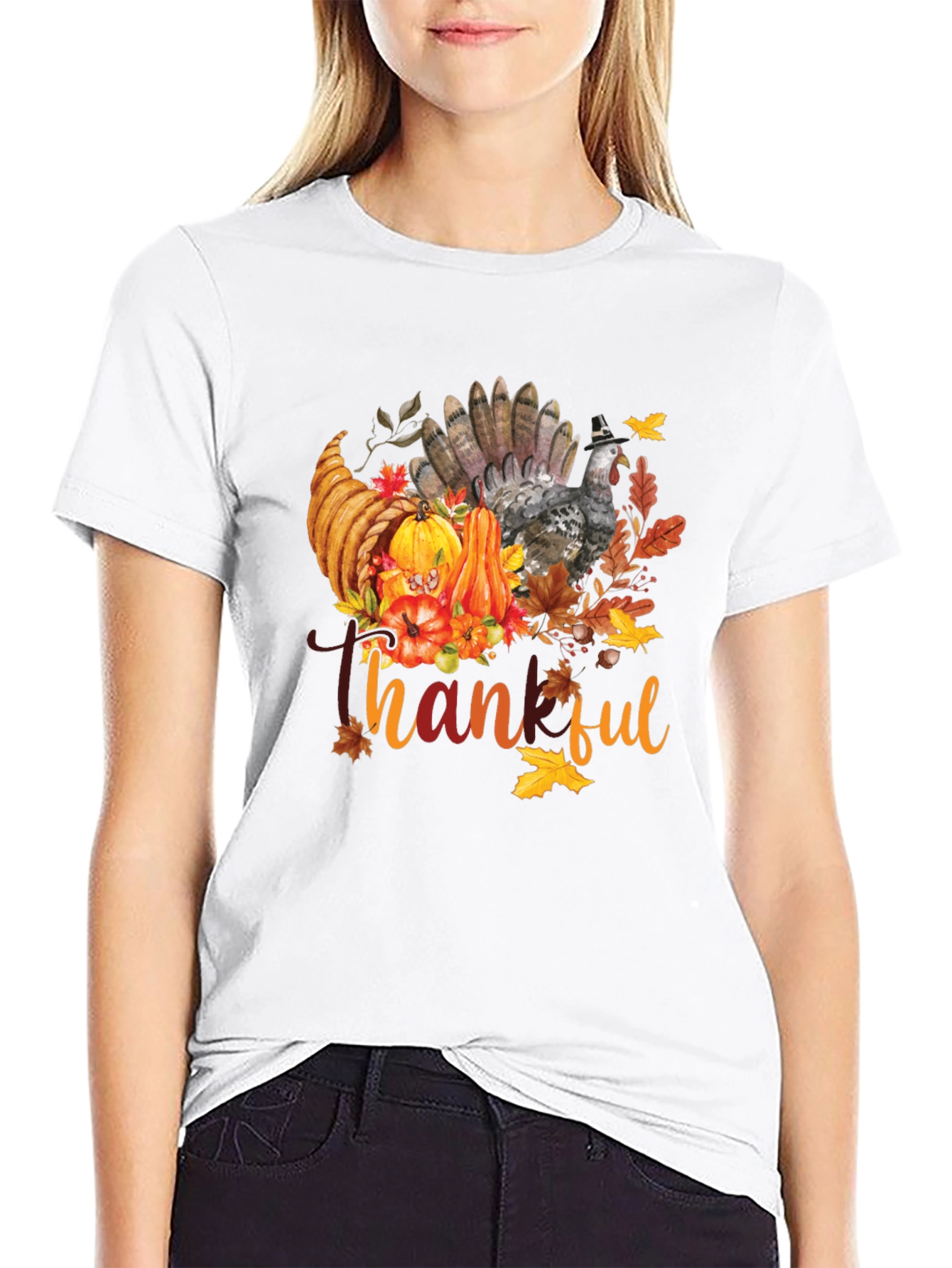 Thankful Thanksgiving T-Shirt Turkey Fall Graphic Tee