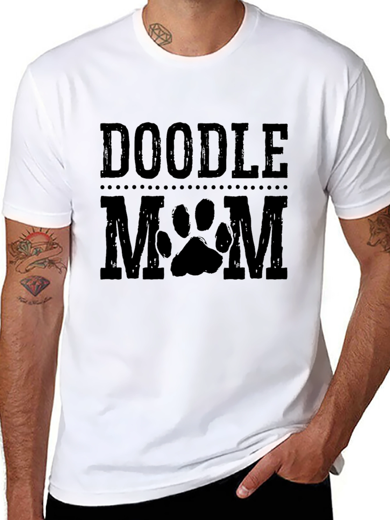 Doodle Mom Paw Print Graphic T-Shirt