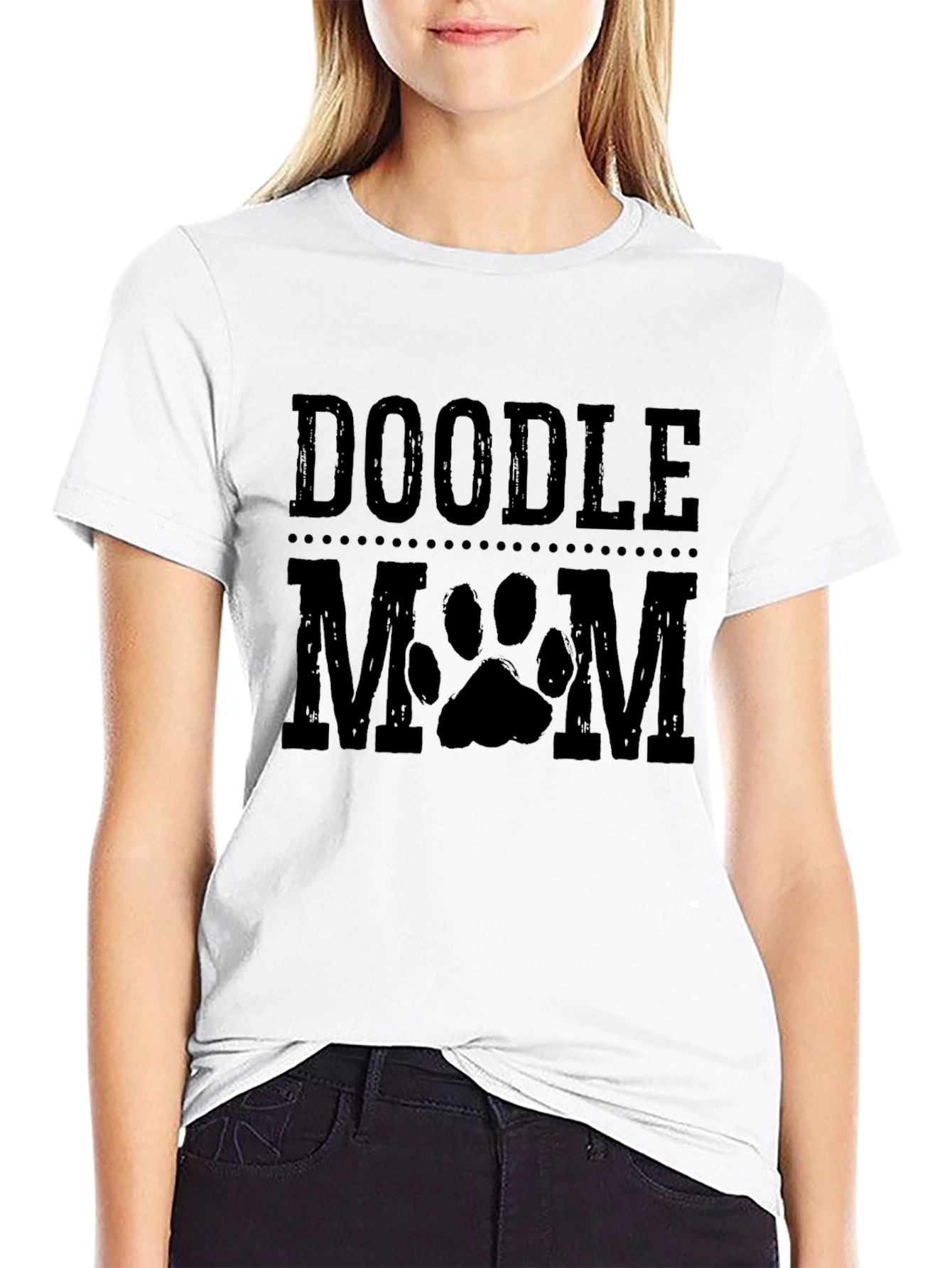 Doodle Mom Paw Print Graphic T-Shirt