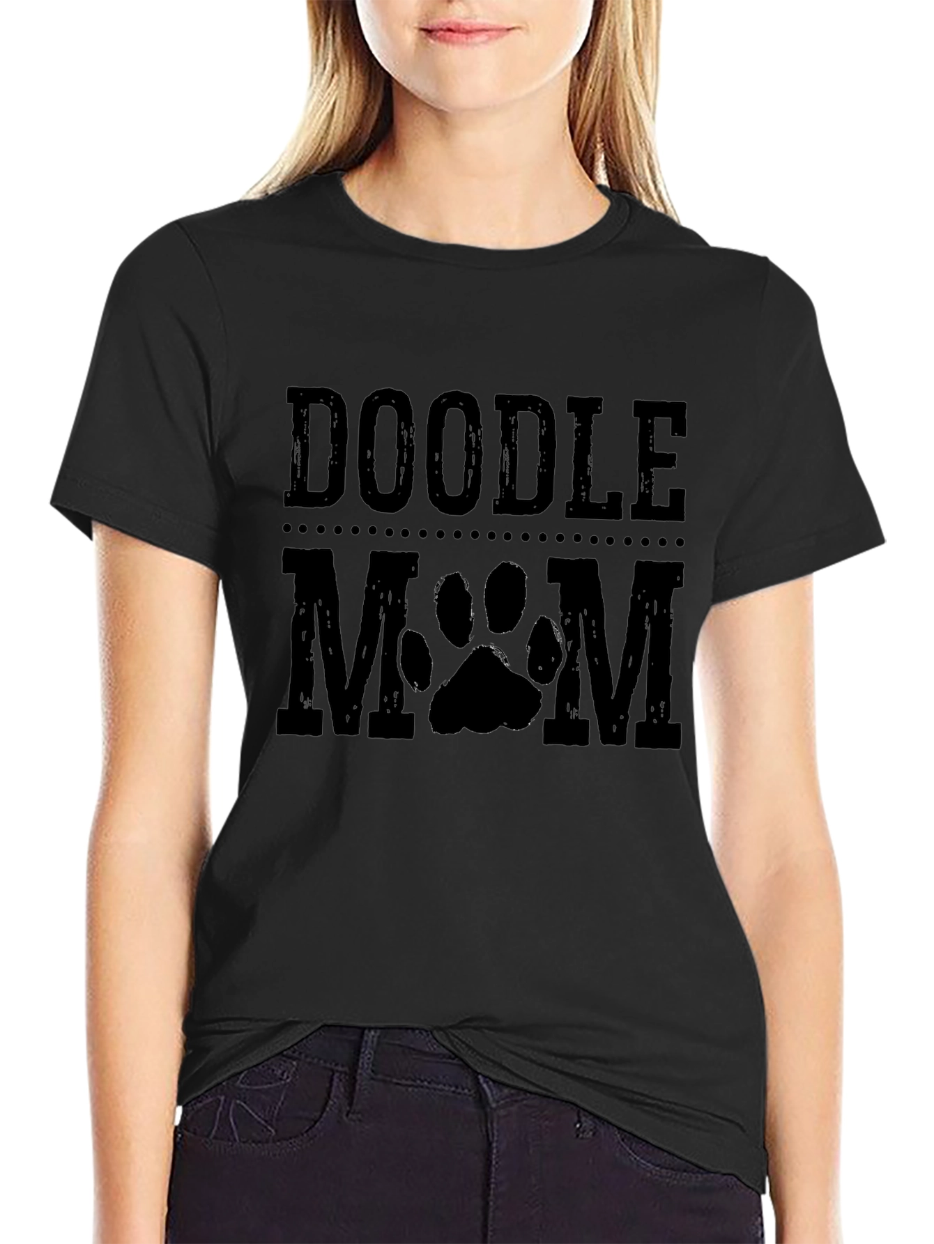 Doodle Mom Paw Print Graphic T-Shirt