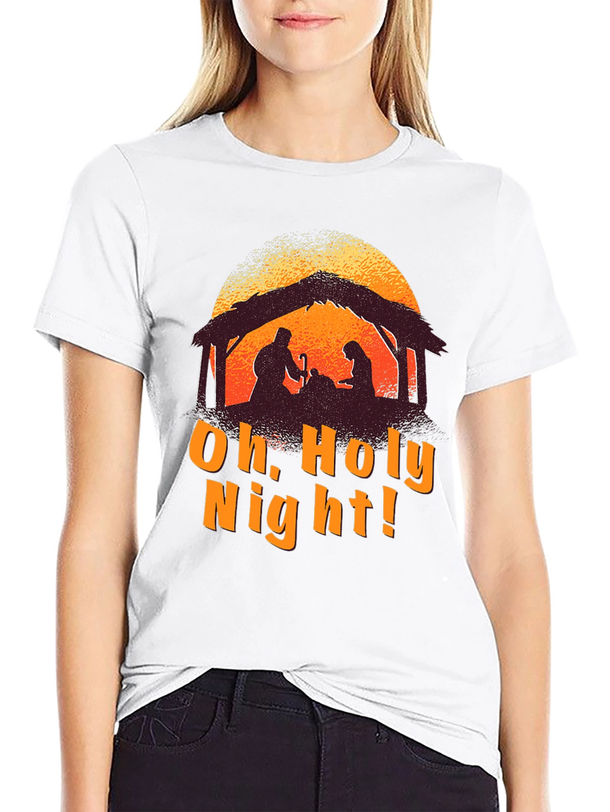 Oh Holy Night Nativity Silhouette T-Shirt