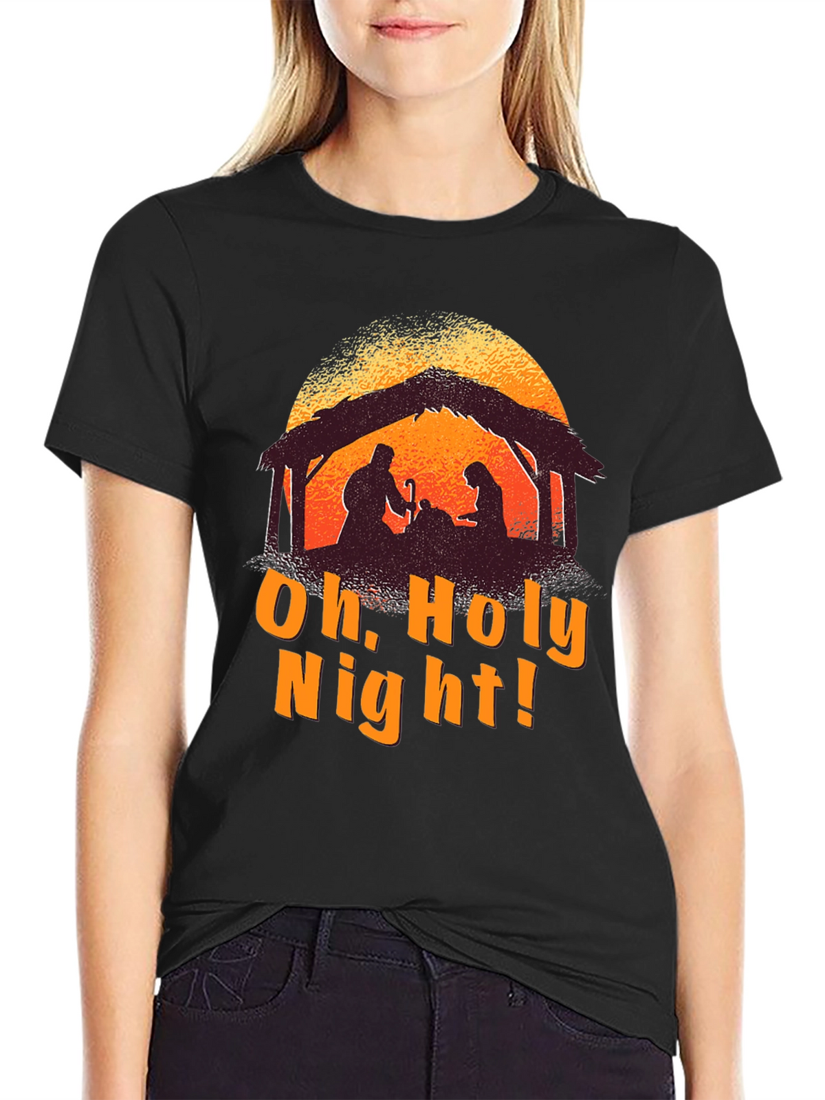 Oh Holy Night Nativity Silhouette T-Shirt