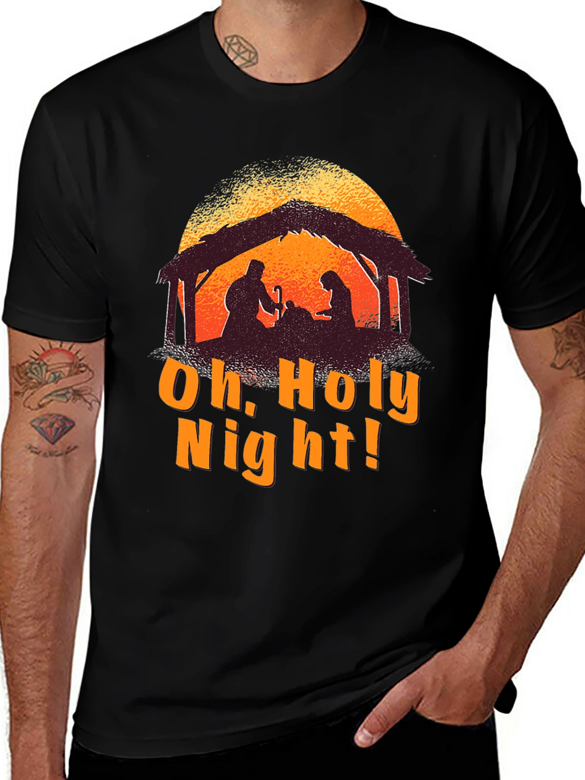 Oh Holy Night Nativity Silhouette T-Shirt