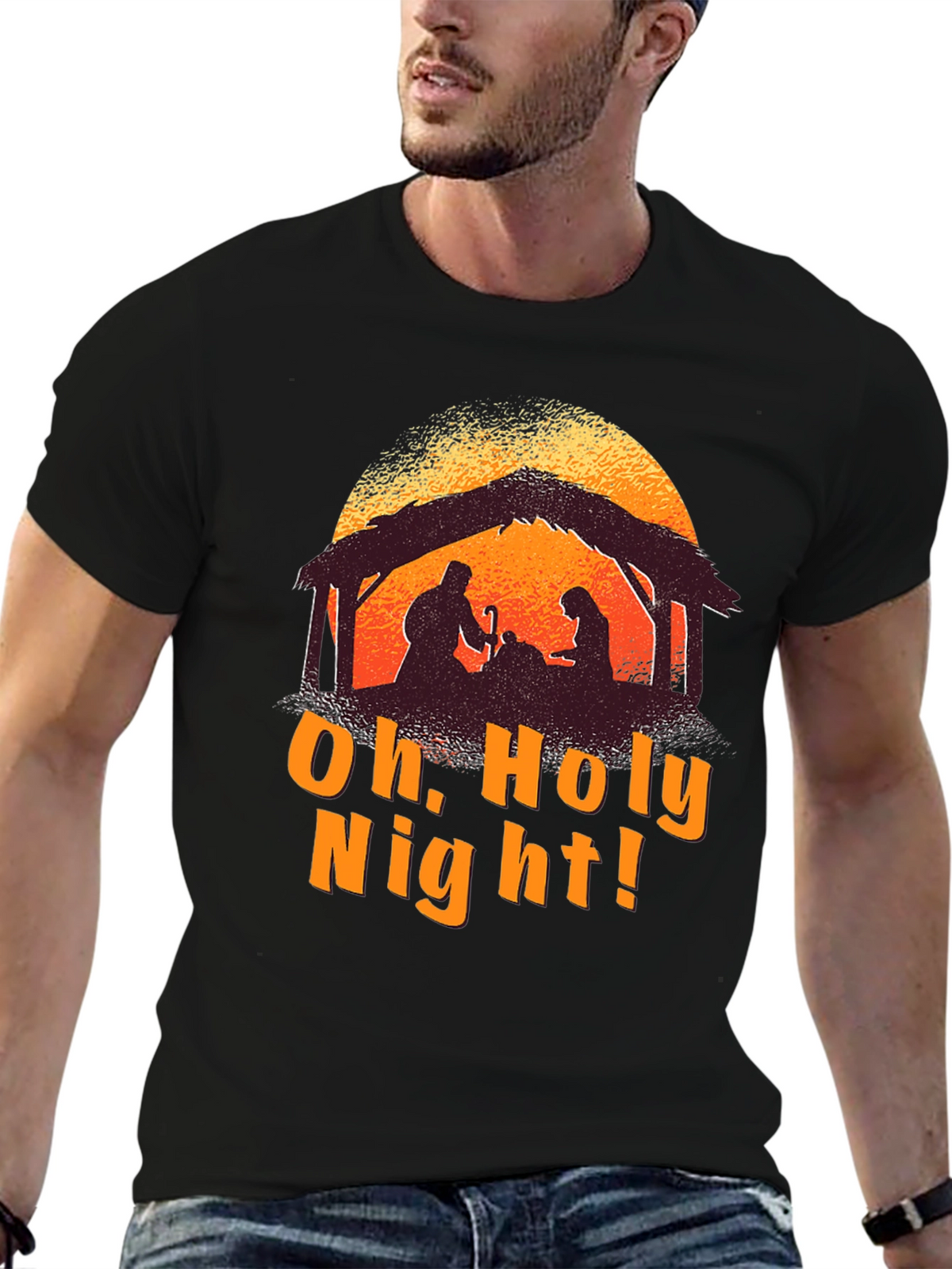 Oh Holy Night Nativity Silhouette T-Shirt
