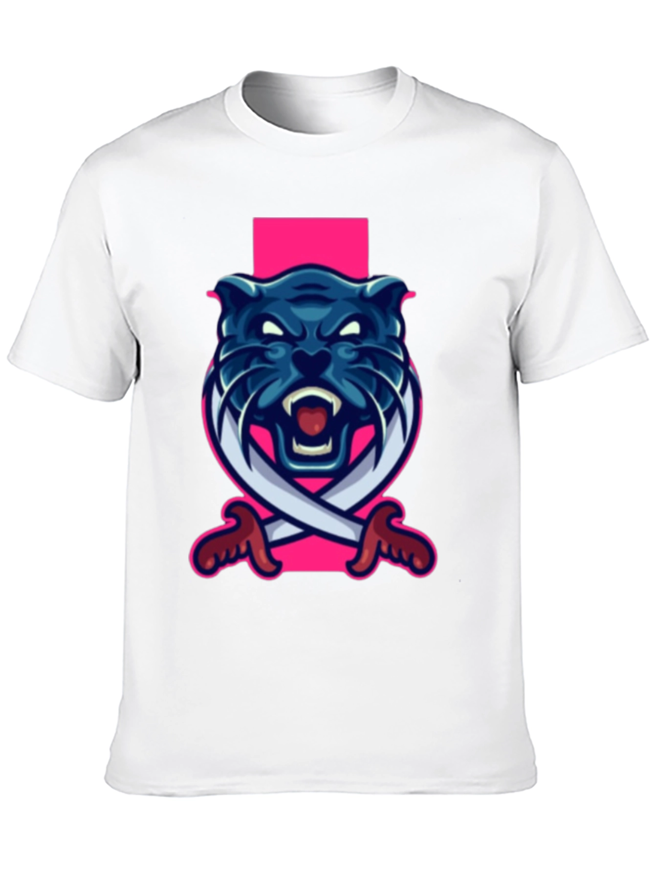 Black T-Shirt with Blue Panther Sword Graphic