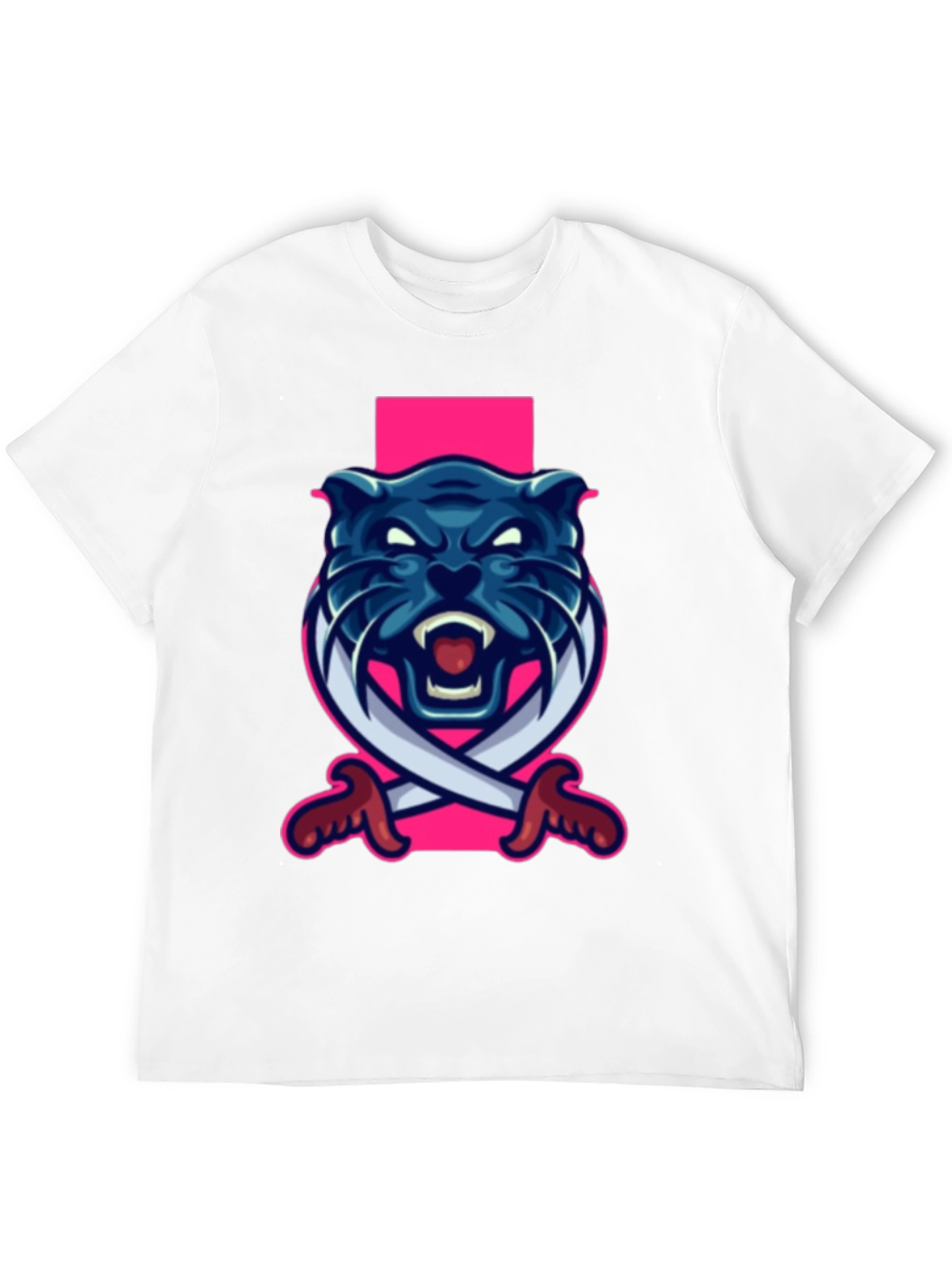 Black T-Shirt with Blue Panther Sword Graphic