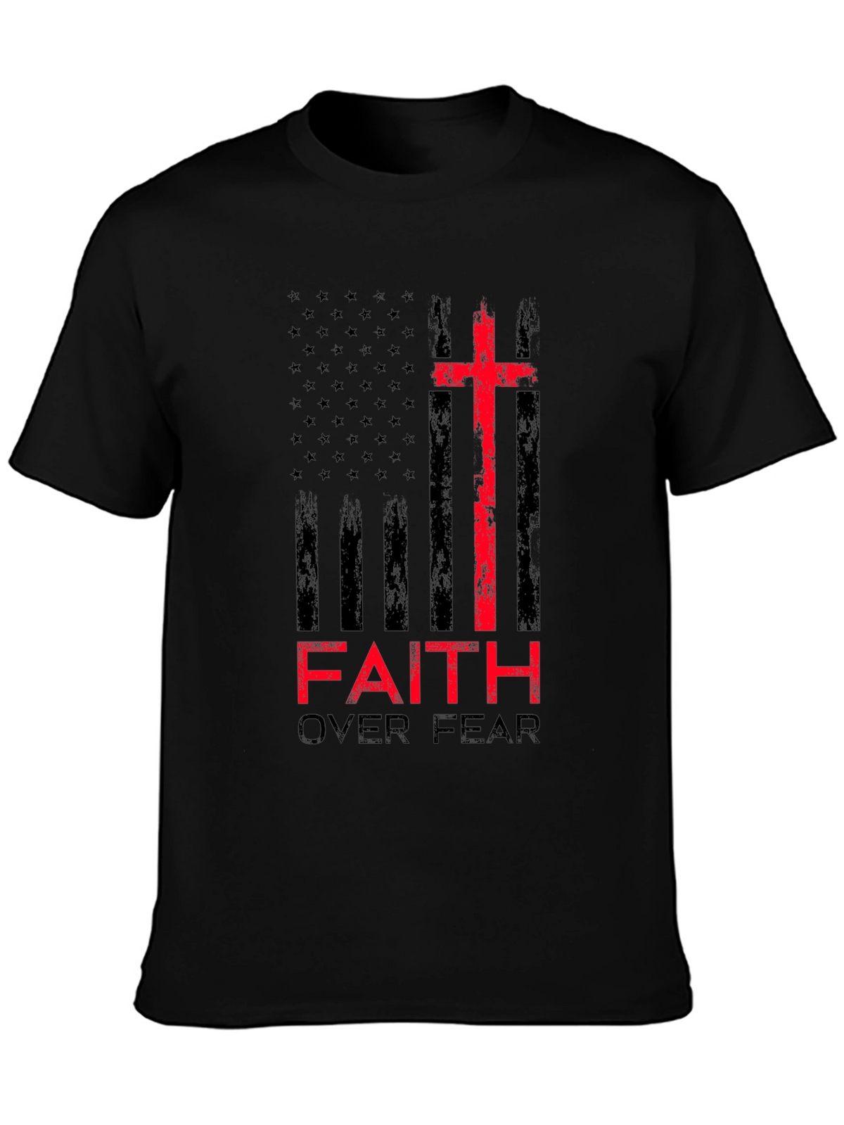Faith Over Fear Christian T-Shirt Patriotic USA Flag