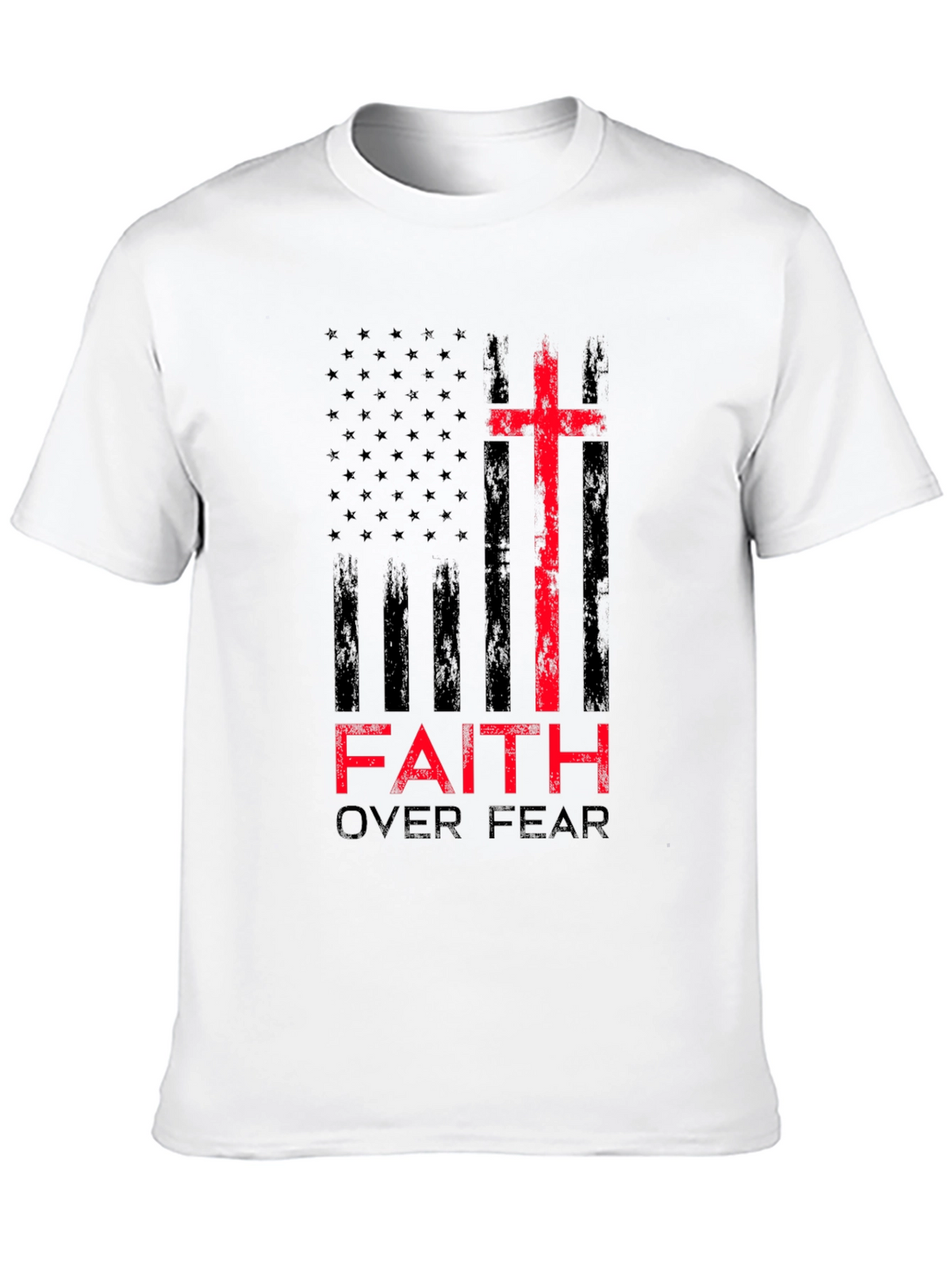 Faith Over Fear Christian T-Shirt Patriotic USA Flag