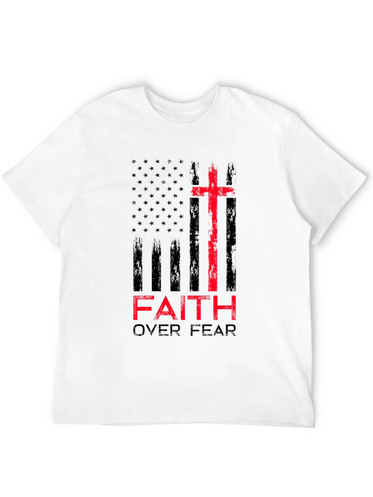 Faith Over Fear Christian T-Shirt Patriotic USA Flag