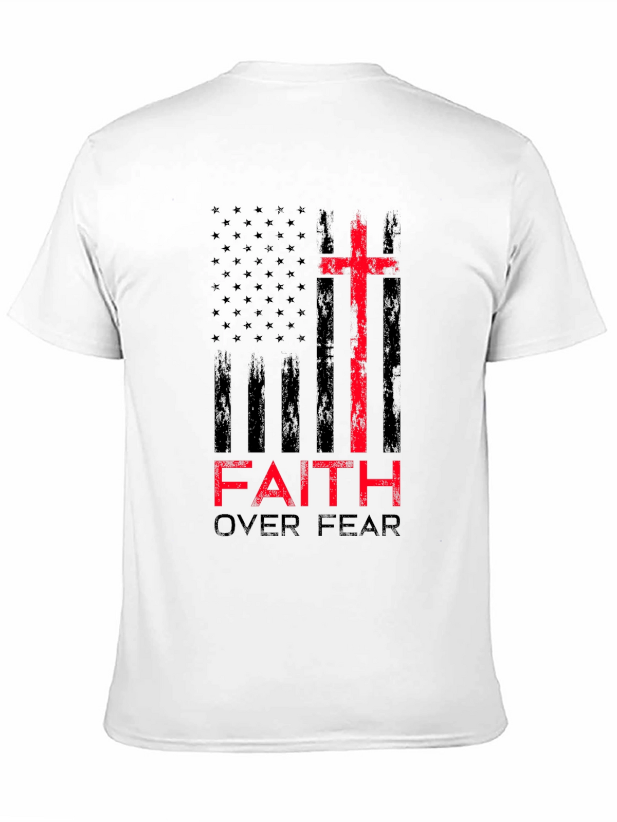 Faith Over Fear Christian T-Shirt Patriotic USA Flag
